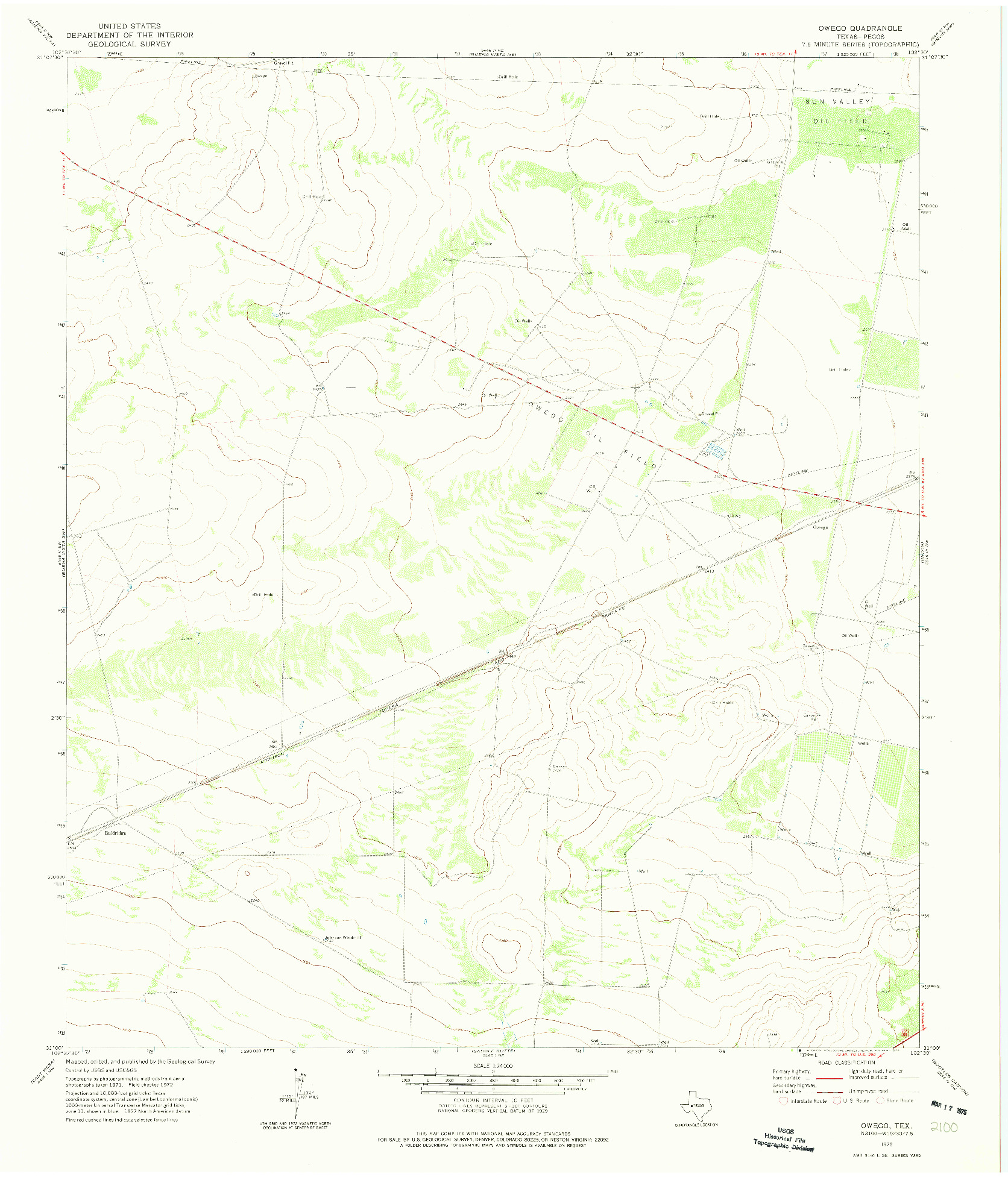 USGS 1:24000-SCALE QUADRANGLE FOR OWEGO, TX 1972