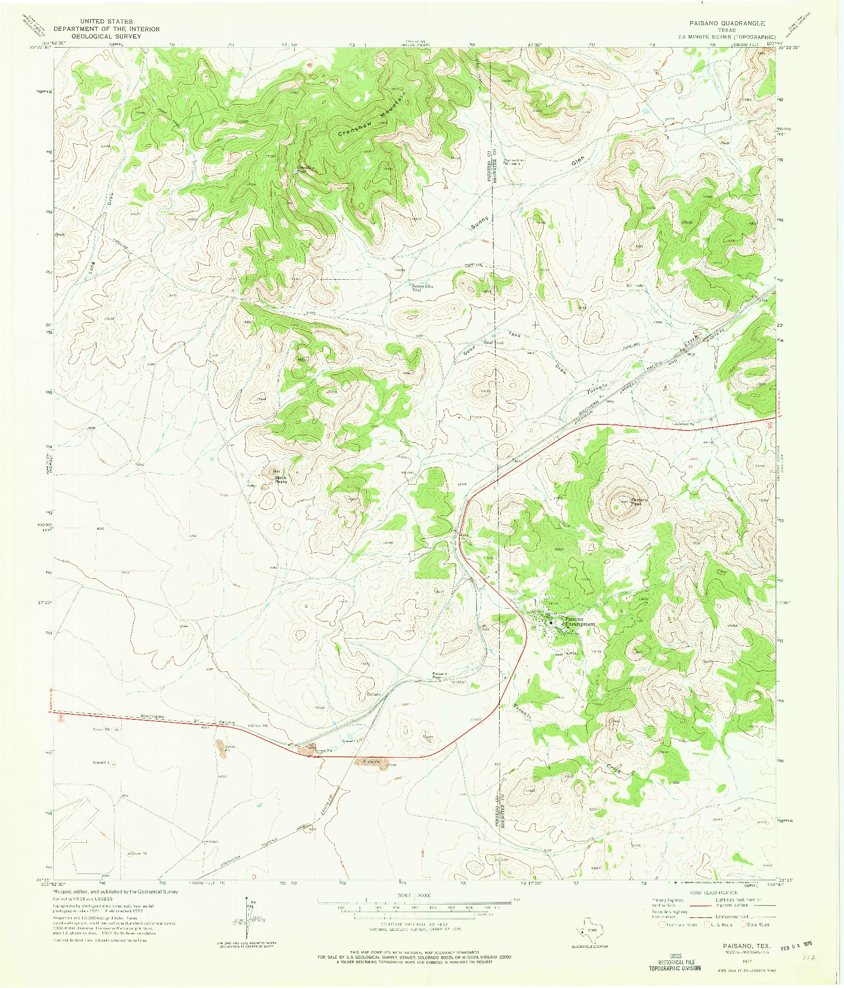 USGS 1:24000-SCALE QUADRANGLE FOR PAISANO, TX 1972