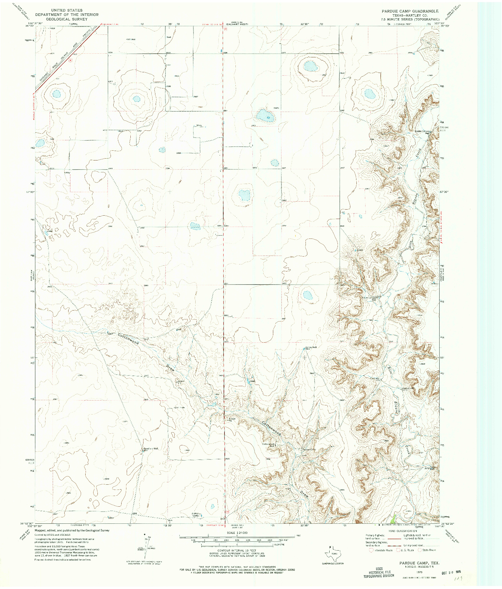 USGS 1:24000-SCALE QUADRANGLE FOR PARDUE CAMP, TX 1973