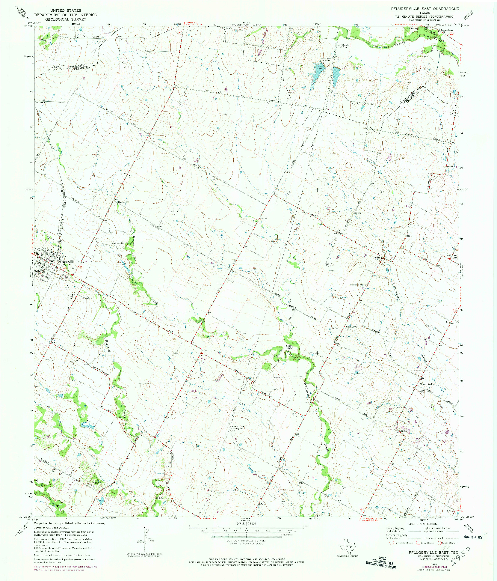 USGS 1:24000-SCALE QUADRANGLE FOR PFLUGERVILLE EAST, TX 1968