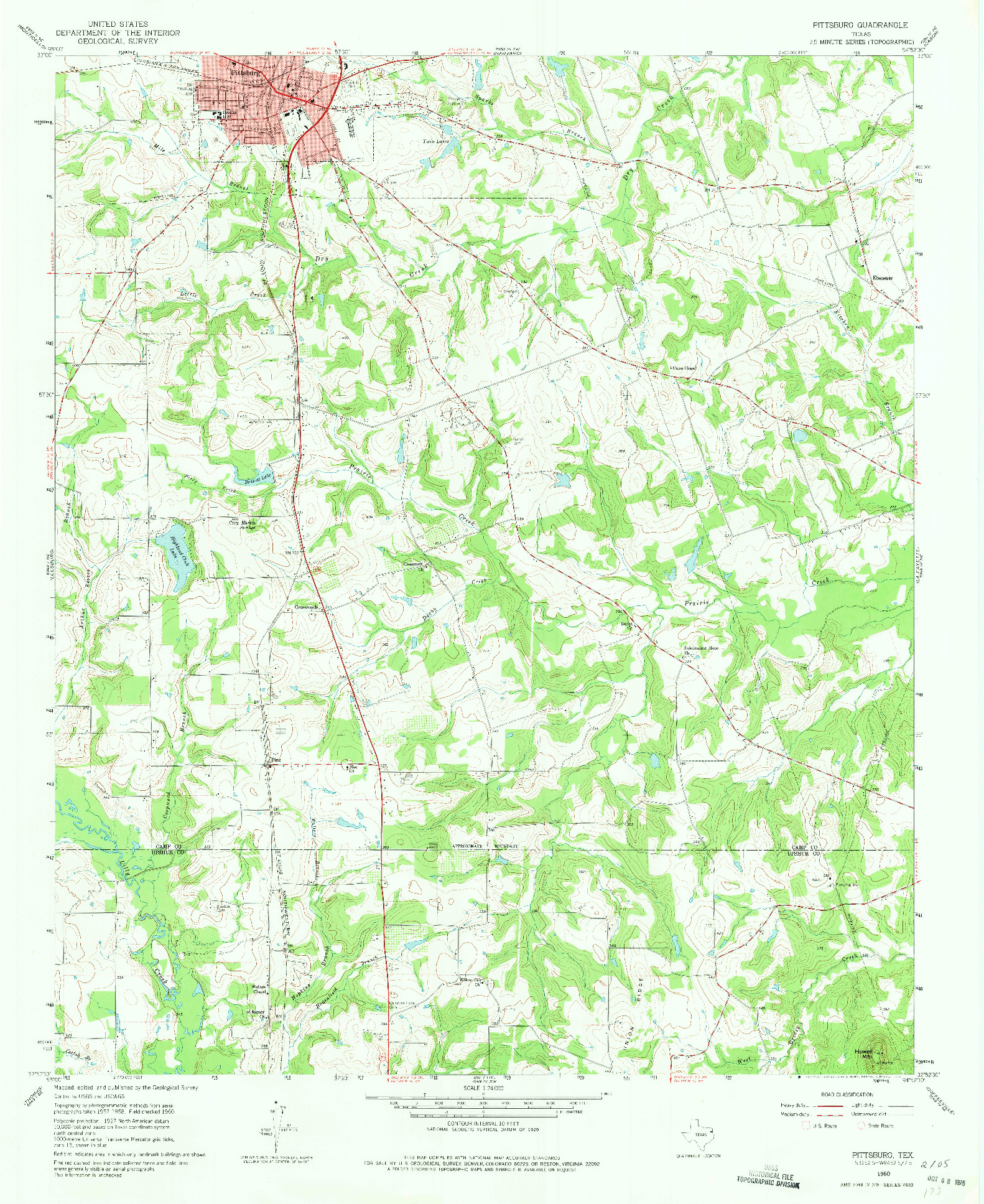 USGS 1:24000-SCALE QUADRANGLE FOR PITTSBURG, TX 1960