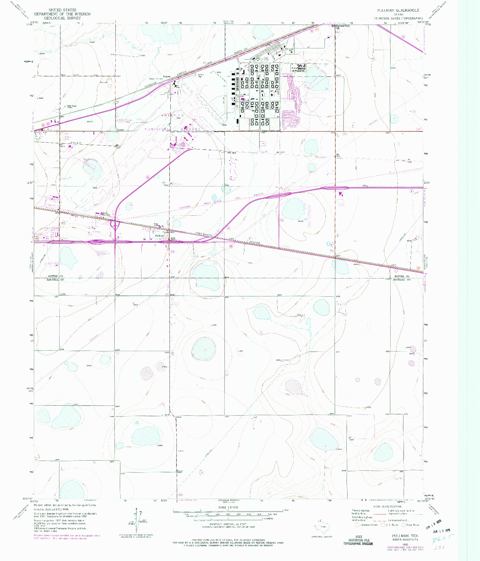 USGS 1:24000-SCALE QUADRANGLE FOR PULLMAN, TX 1956