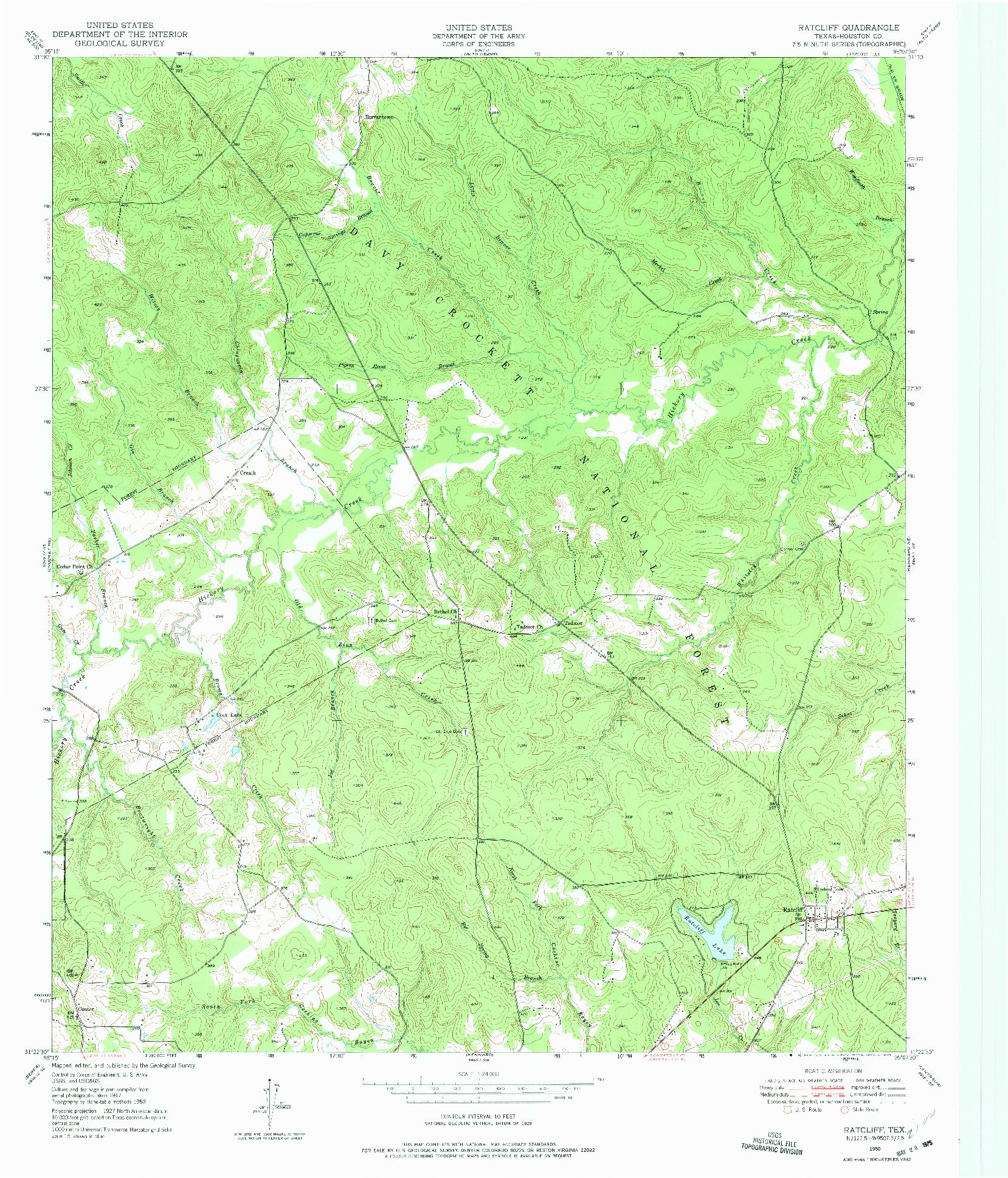 USGS 1:24000-SCALE QUADRANGLE FOR RATCLIFF, TX 1950