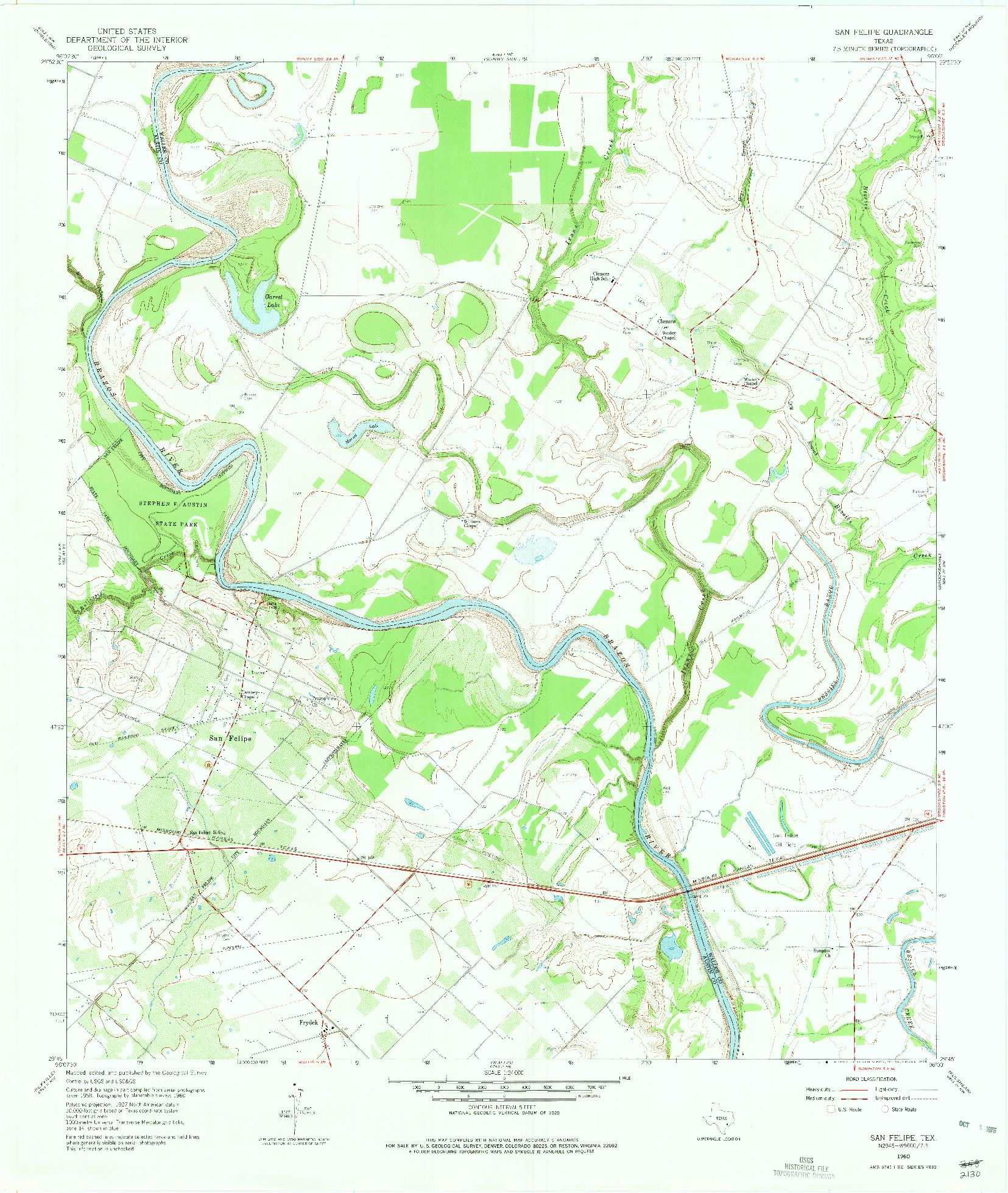 USGS 1:24000-SCALE QUADRANGLE FOR SAN FELIPE, TX 1960