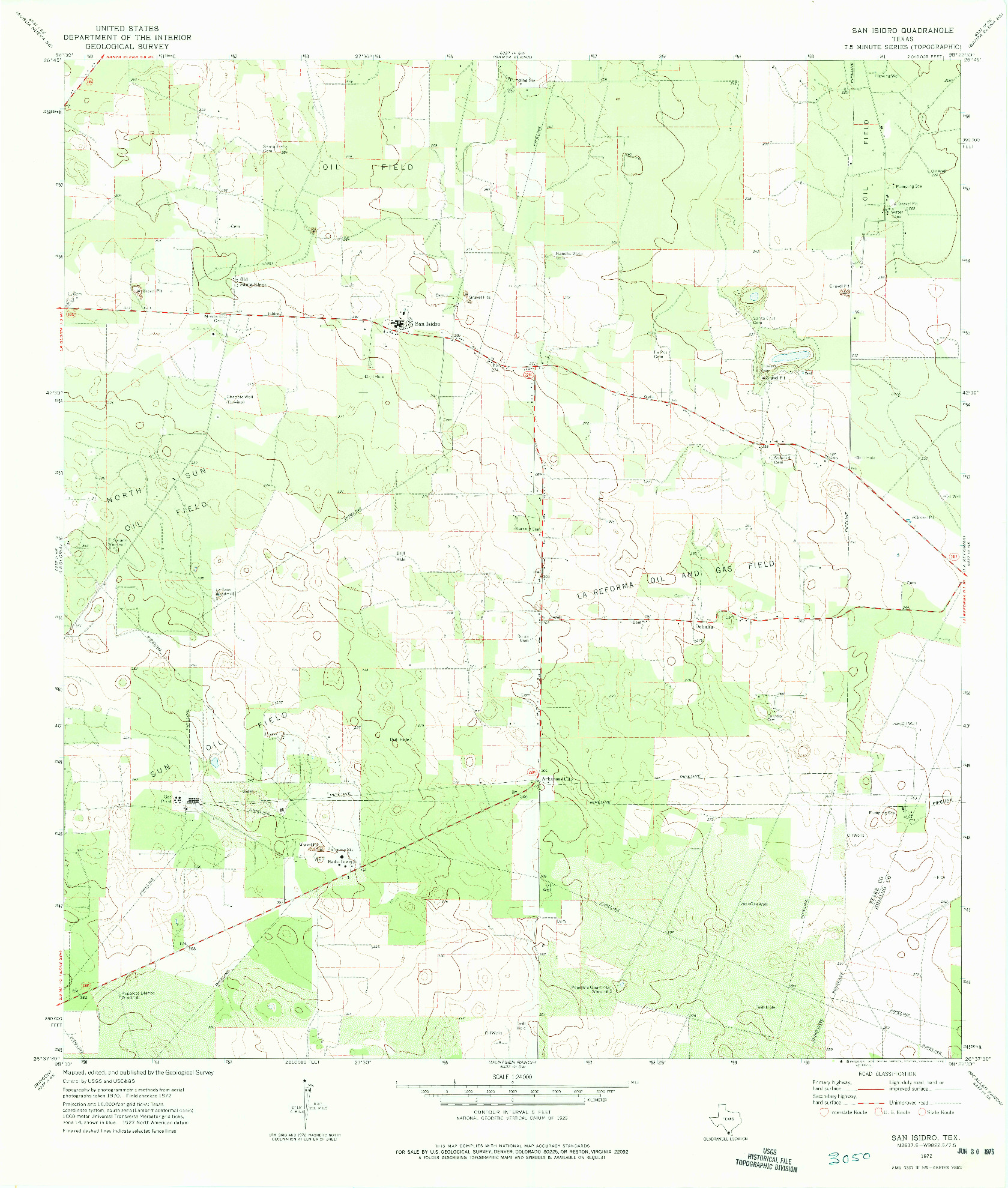 USGS 1:24000-SCALE QUADRANGLE FOR SAN ISIDRO, TX 1972