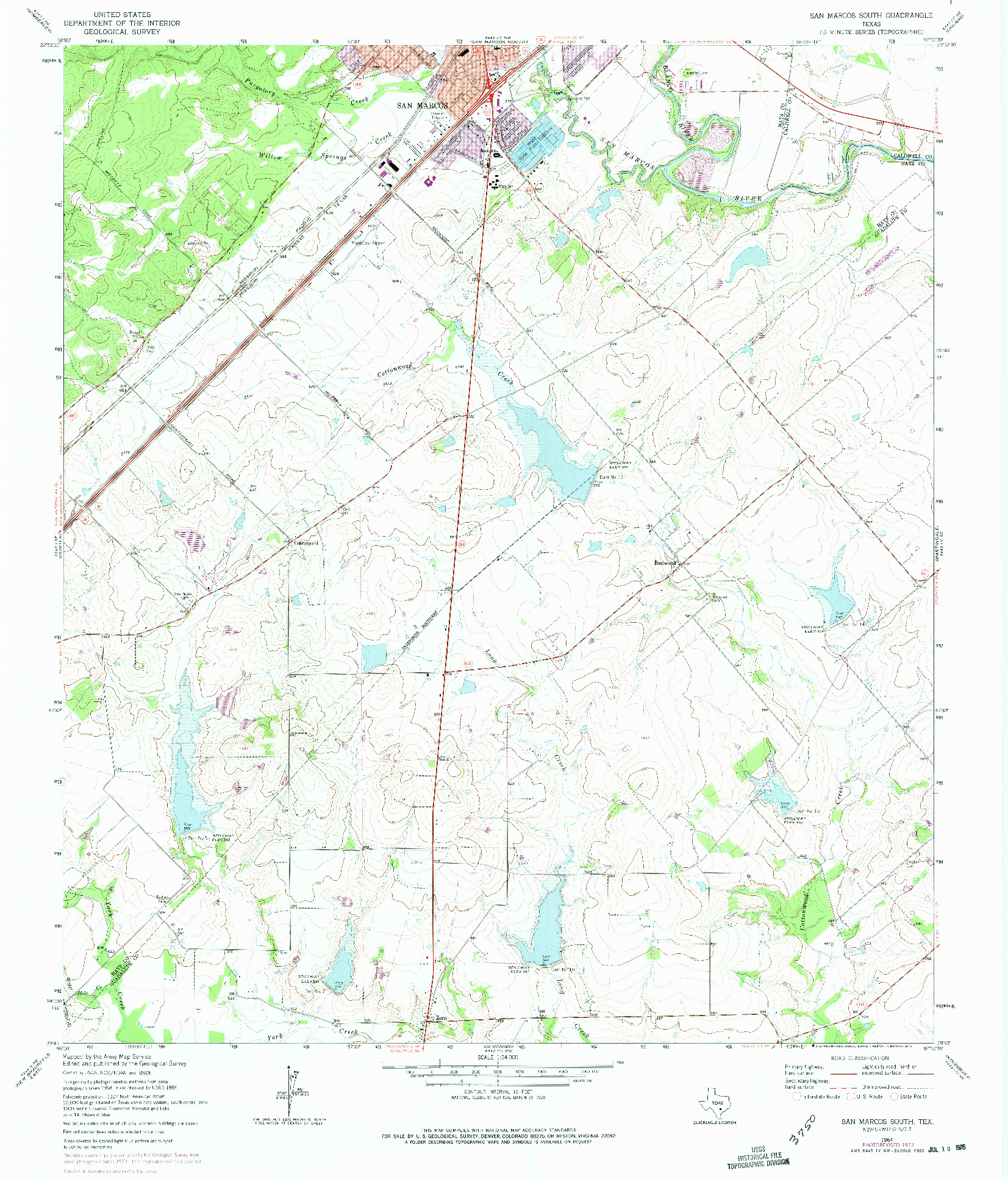 USGS 1:24000-SCALE QUADRANGLE FOR SAN MARCOS SOUTH, TX 1964