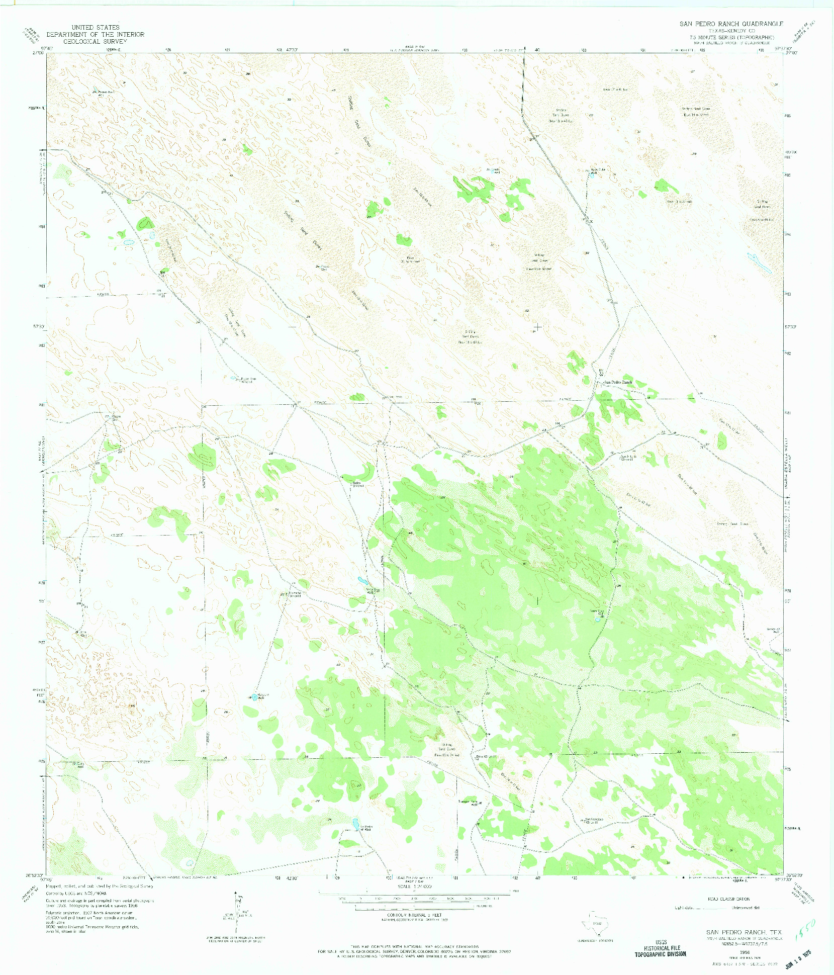 USGS 1:24000-SCALE QUADRANGLE FOR SAN PEDRO RANCH, TX 1956