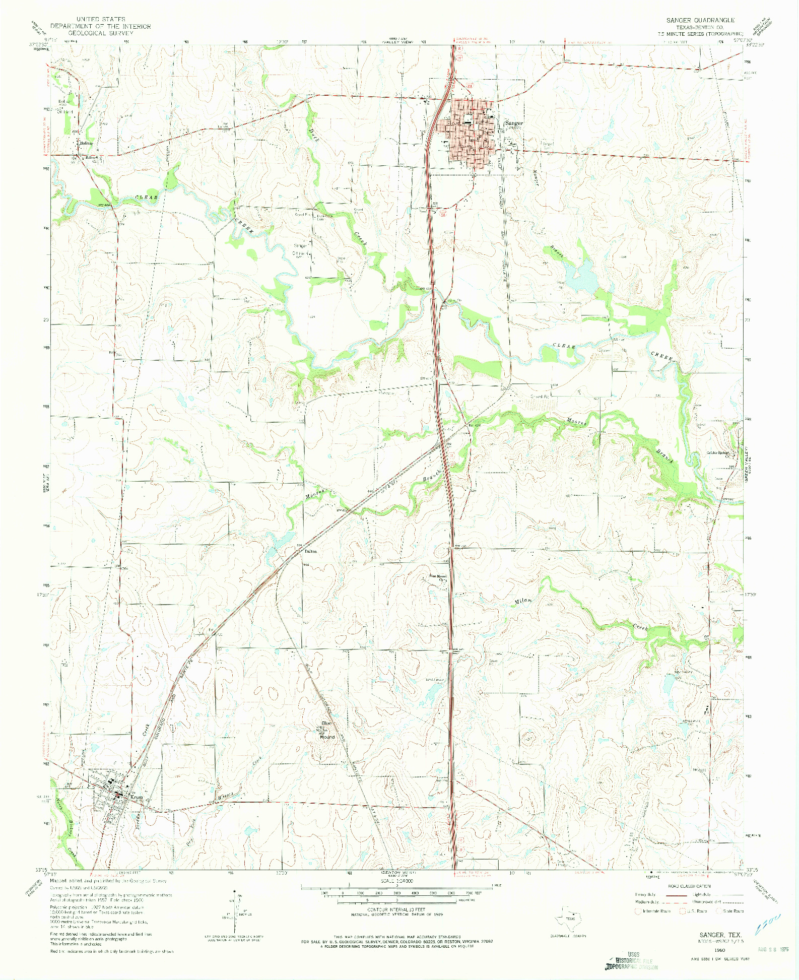 USGS 1:24000-SCALE QUADRANGLE FOR SANGER, TX 1960