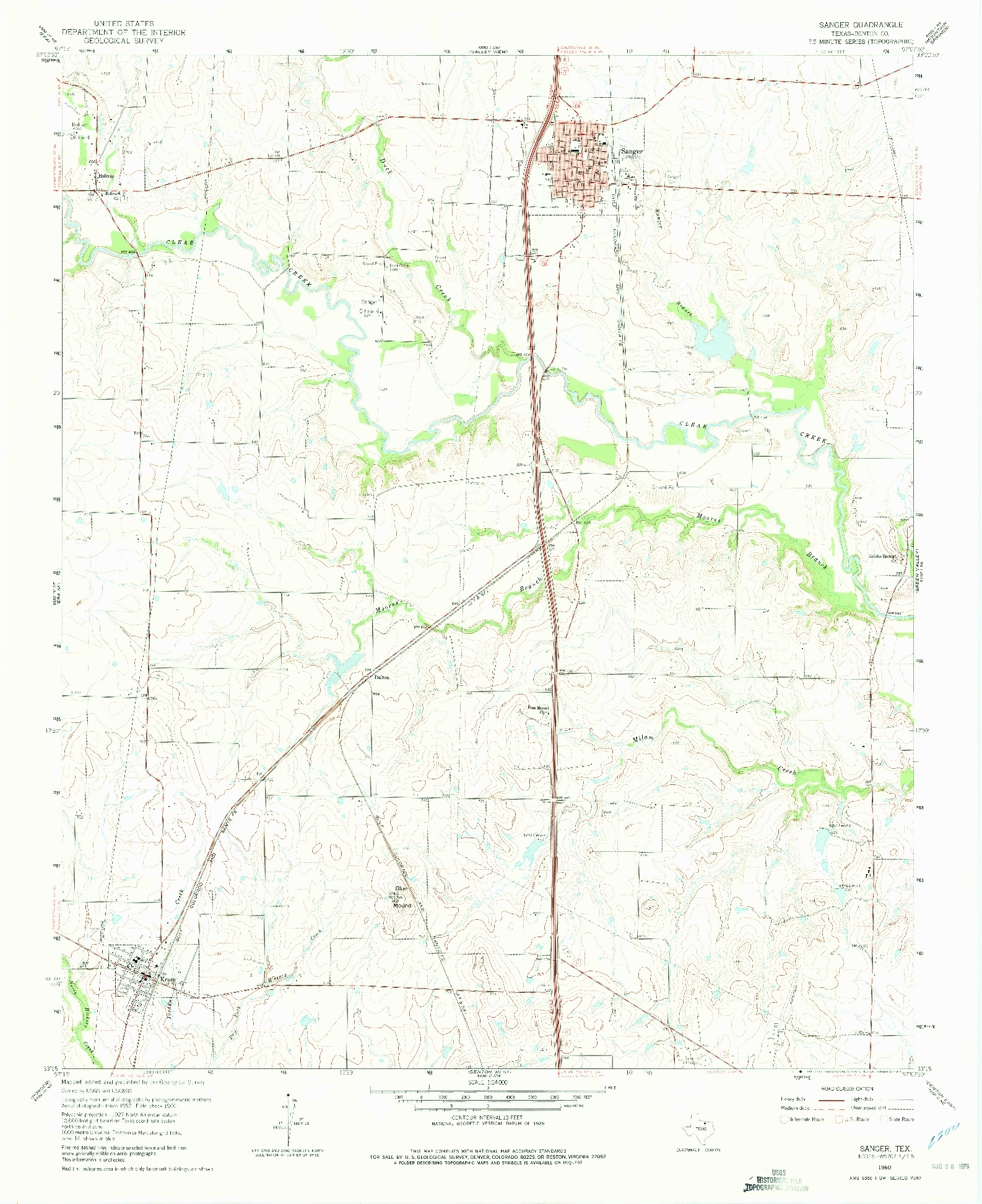 USGS 1:24000-SCALE QUADRANGLE FOR SANGER, TX 1960
