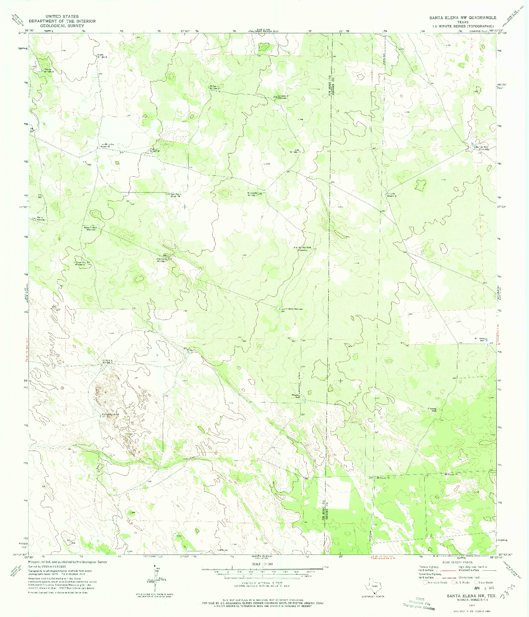 USGS 1:24000-SCALE QUADRANGLE FOR SANTA ELENA NW, TX 1972