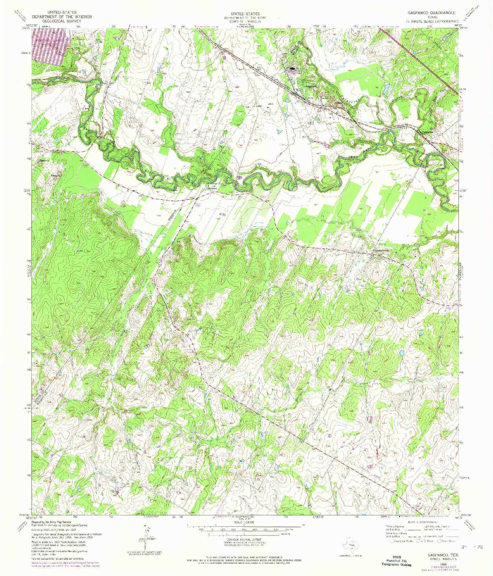 USGS 1:24000-SCALE QUADRANGLE FOR SASPAMCO, TX 1958