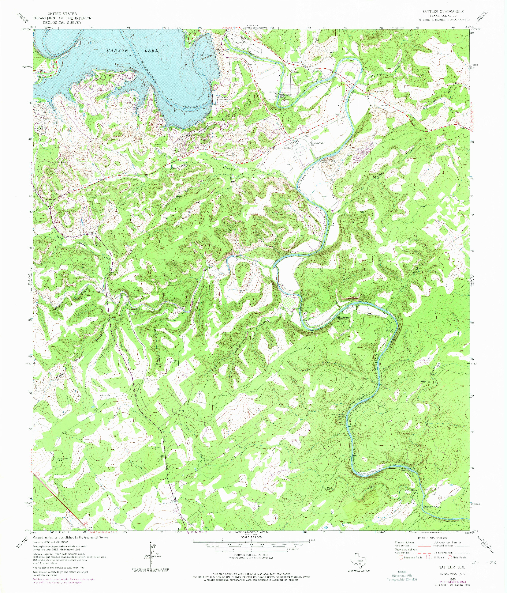 USGS 1:24000-SCALE QUADRANGLE FOR SATTLER, TX 1963