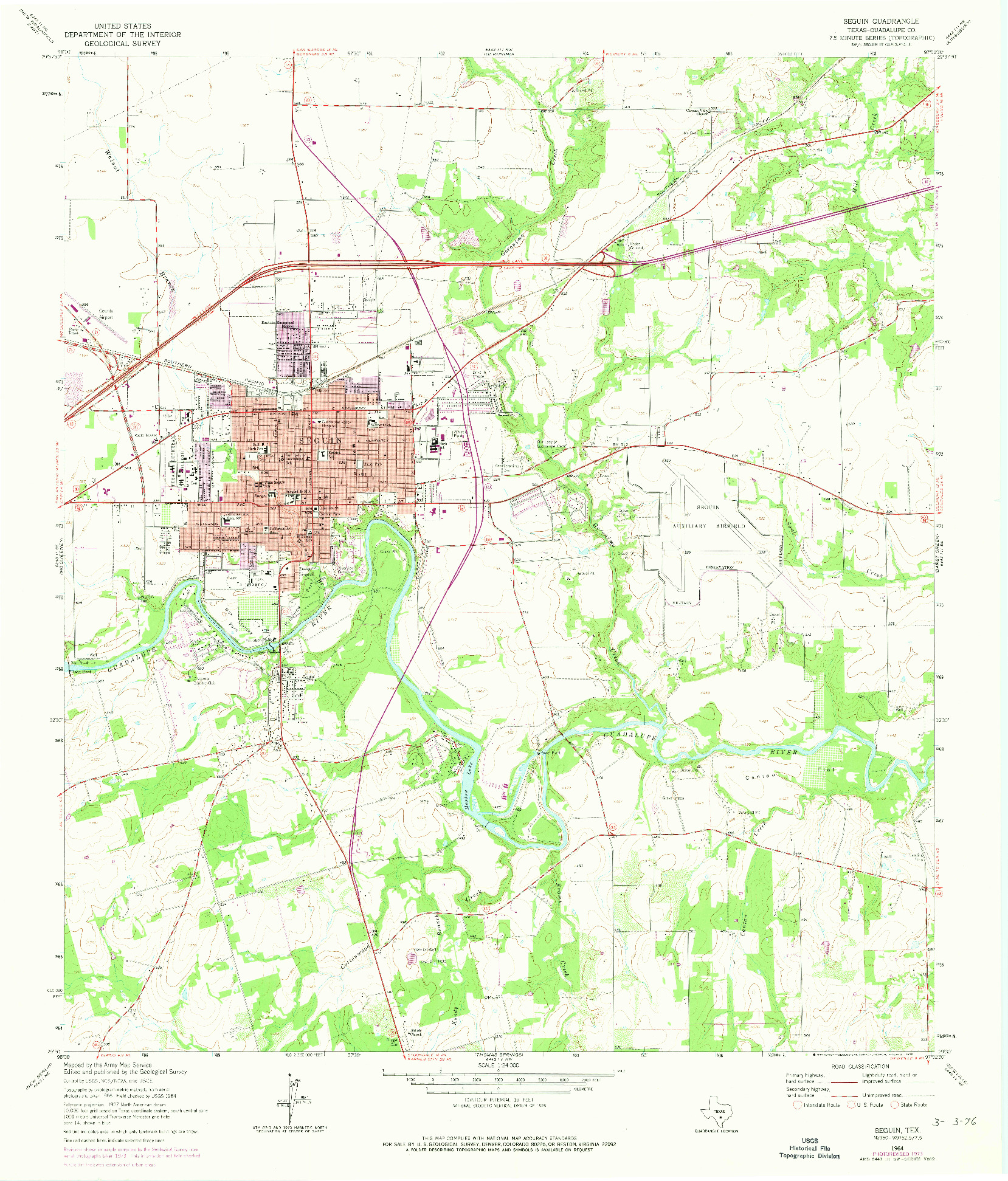 USGS 1:24000-SCALE QUADRANGLE FOR SEGUIN, TX 1964