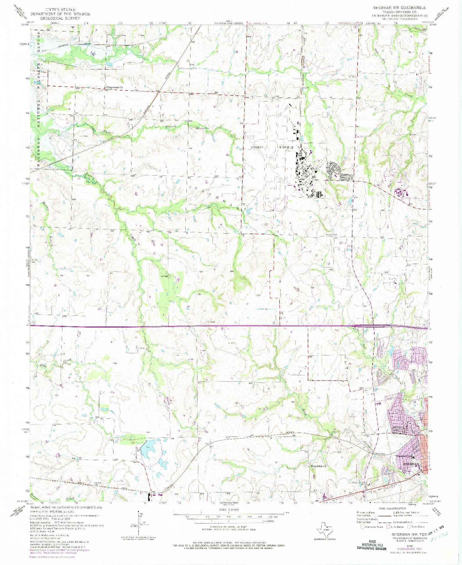 USGS 1:24000-SCALE QUADRANGLE FOR SHERMAN NW, TX 1958