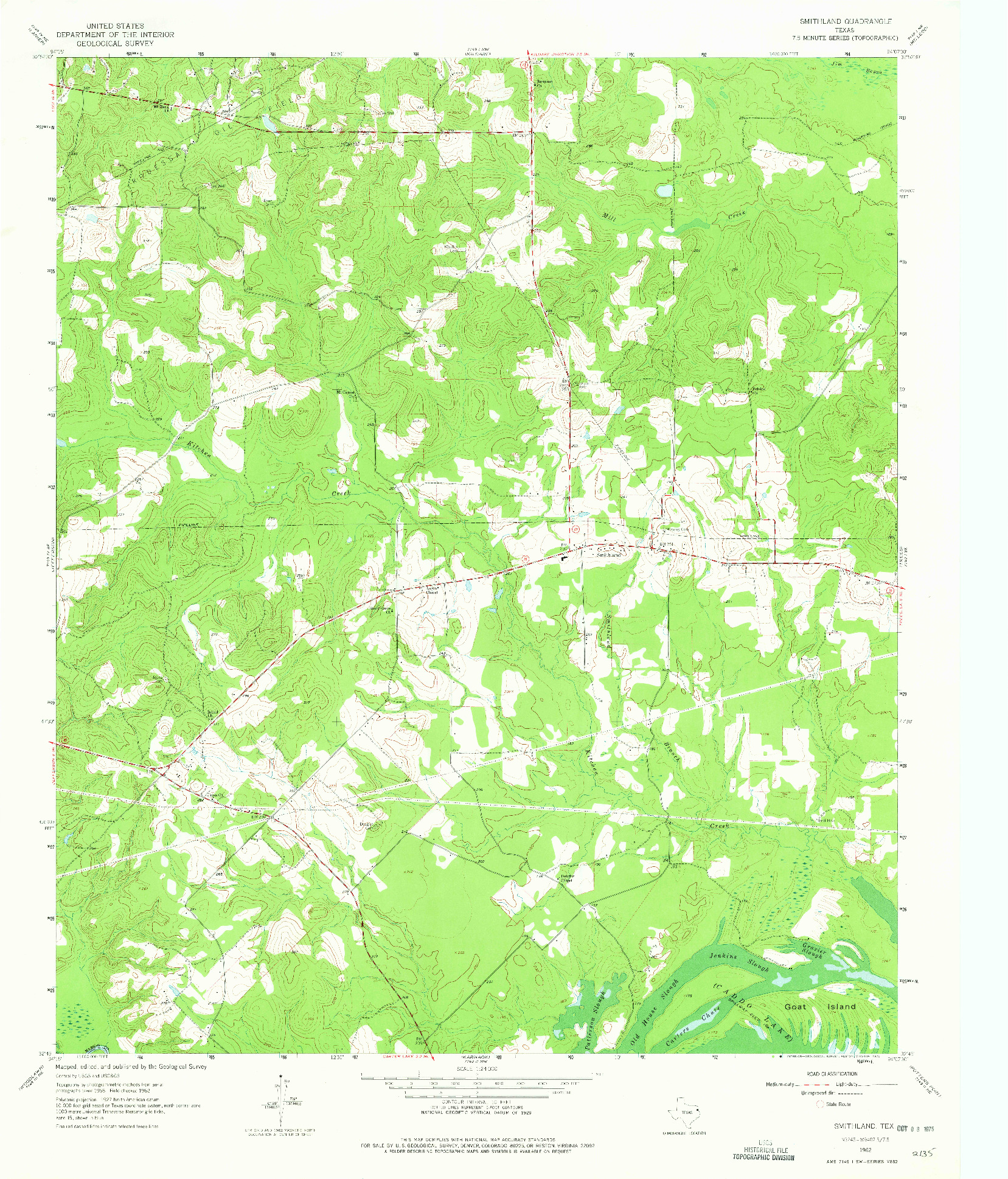 USGS 1:24000-SCALE QUADRANGLE FOR SMITHLAND, TX 1962