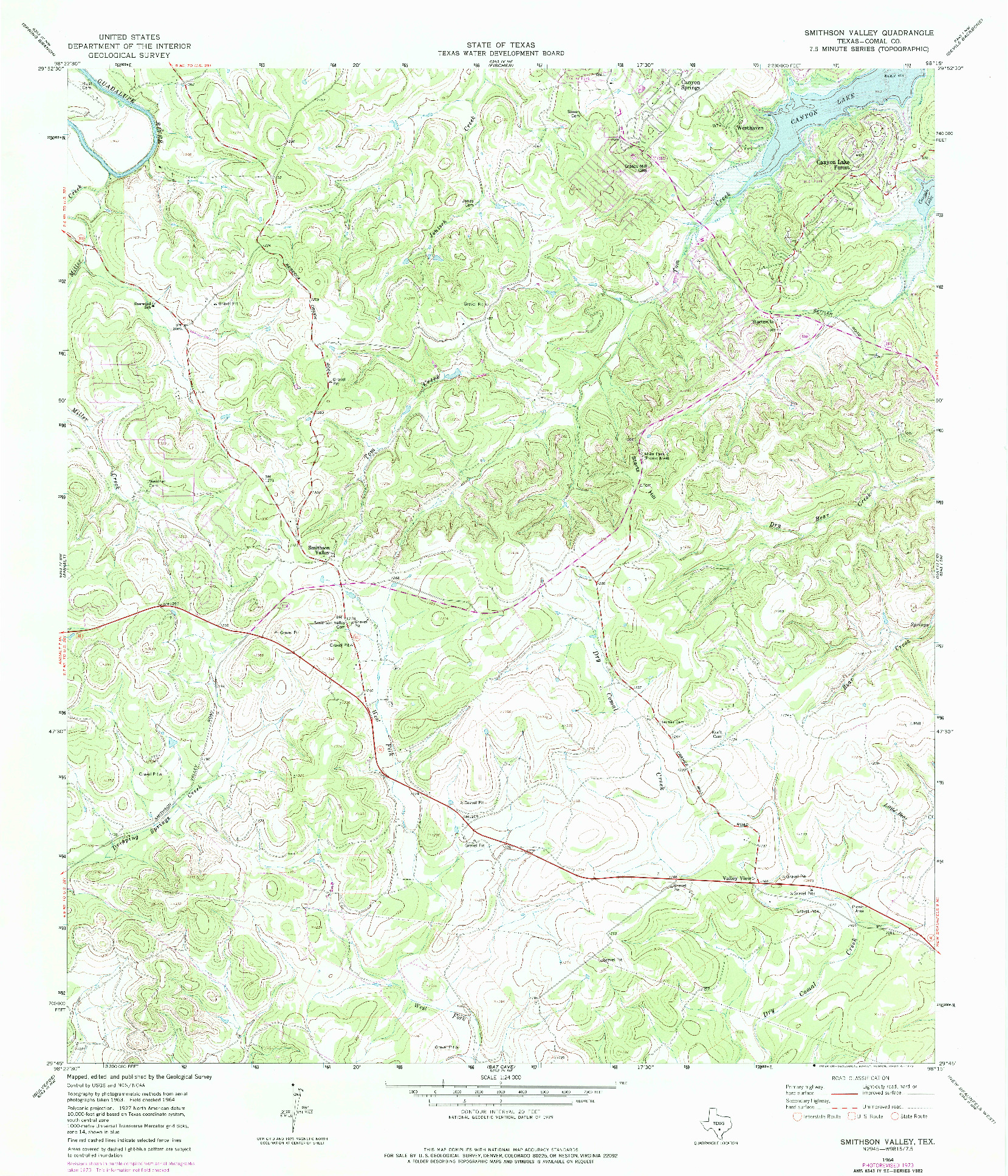 USGS 1:24000-SCALE QUADRANGLE FOR SMITHSON VALLEY, TX 1964