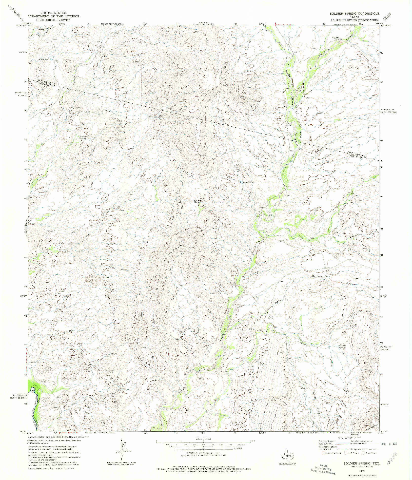 USGS 1:24000-SCALE QUADRANGLE FOR SOLDIER SPRING, TX 1972