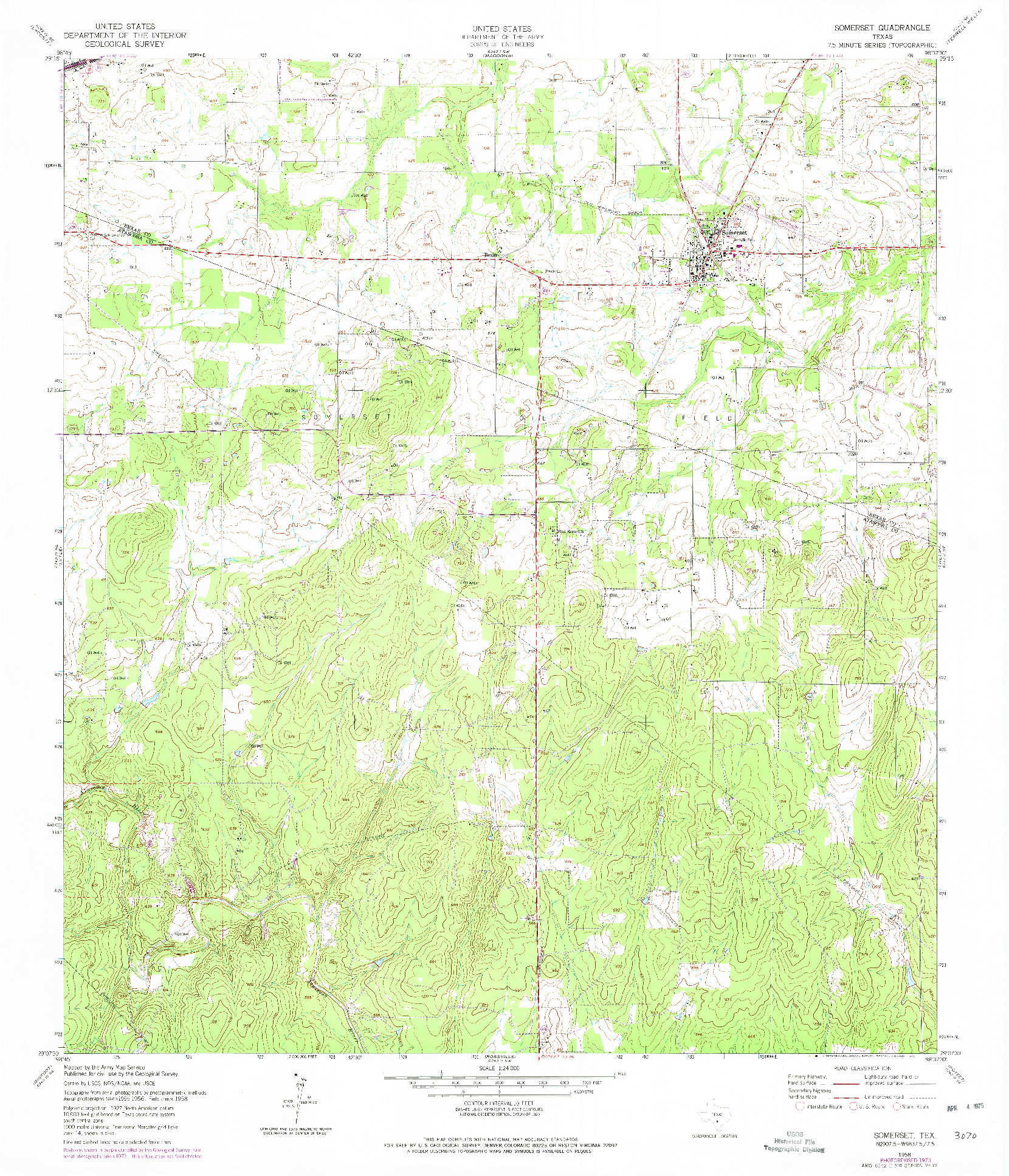 USGS 1:24000-SCALE QUADRANGLE FOR SOMERSET, TX 1958