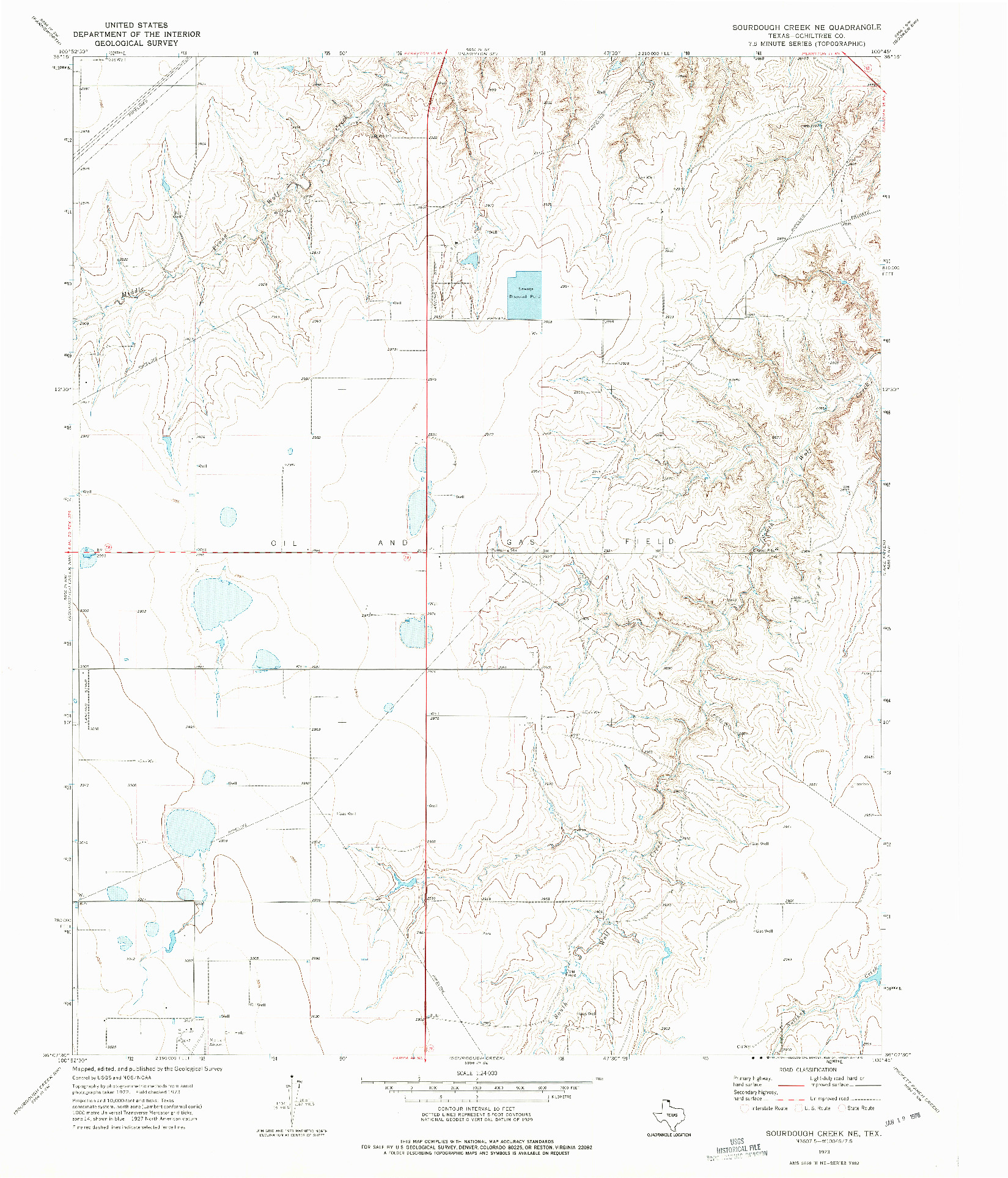USGS 1:24000-SCALE QUADRANGLE FOR SOURDOUGH CREEK NE, TX 1973