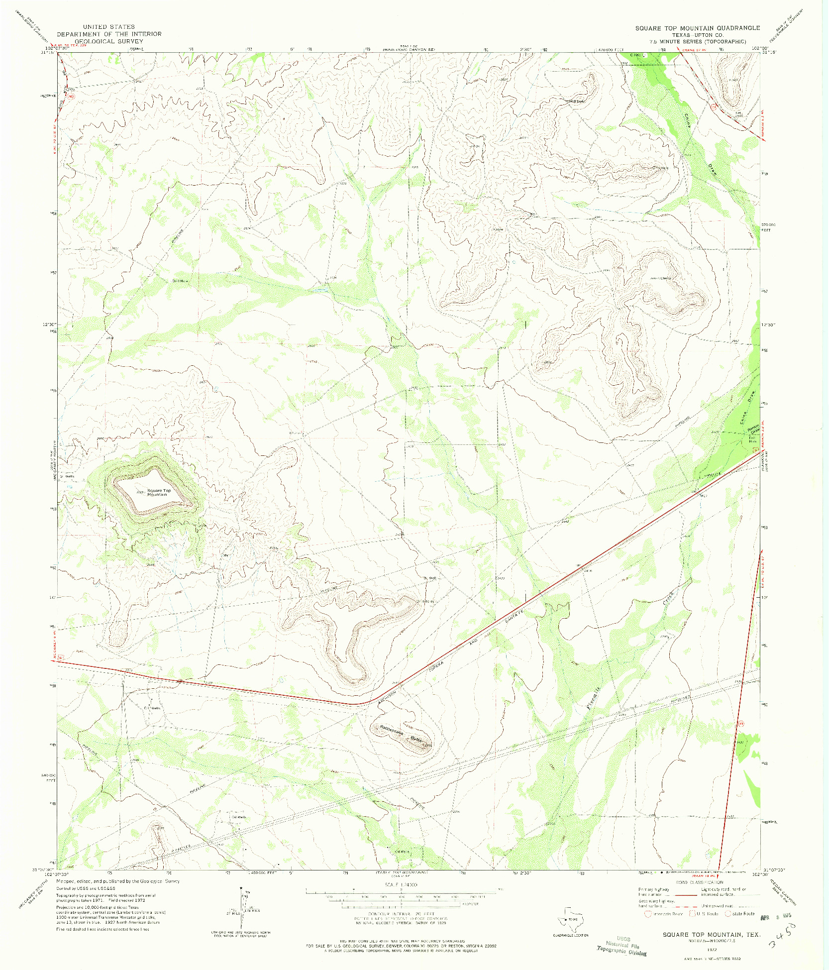 USGS 1:24000-SCALE QUADRANGLE FOR SQUARE TOP MOUNTAIN, TX 1972