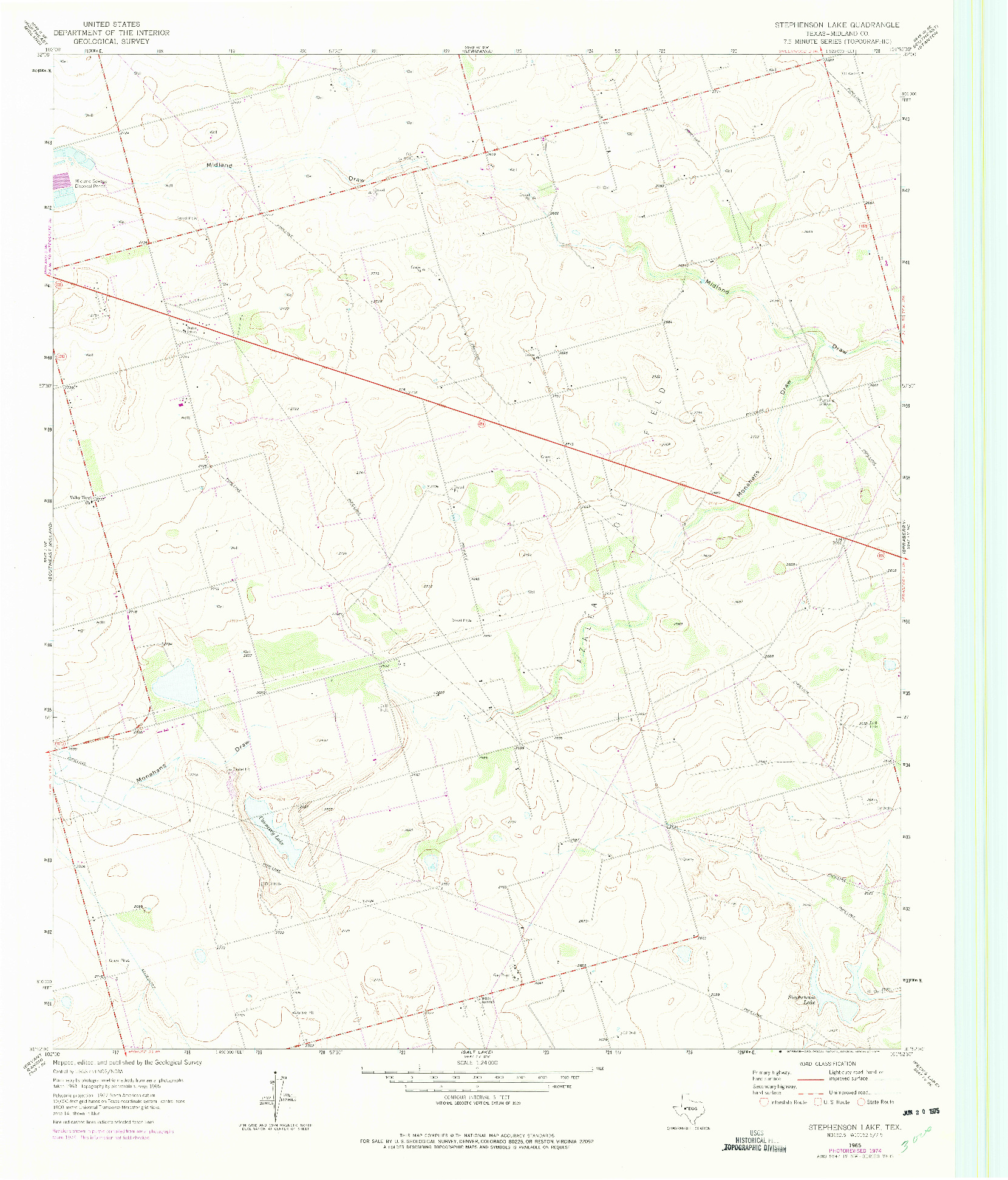 USGS 1:24000-SCALE QUADRANGLE FOR STEPHENSON LAKE, TX 1965