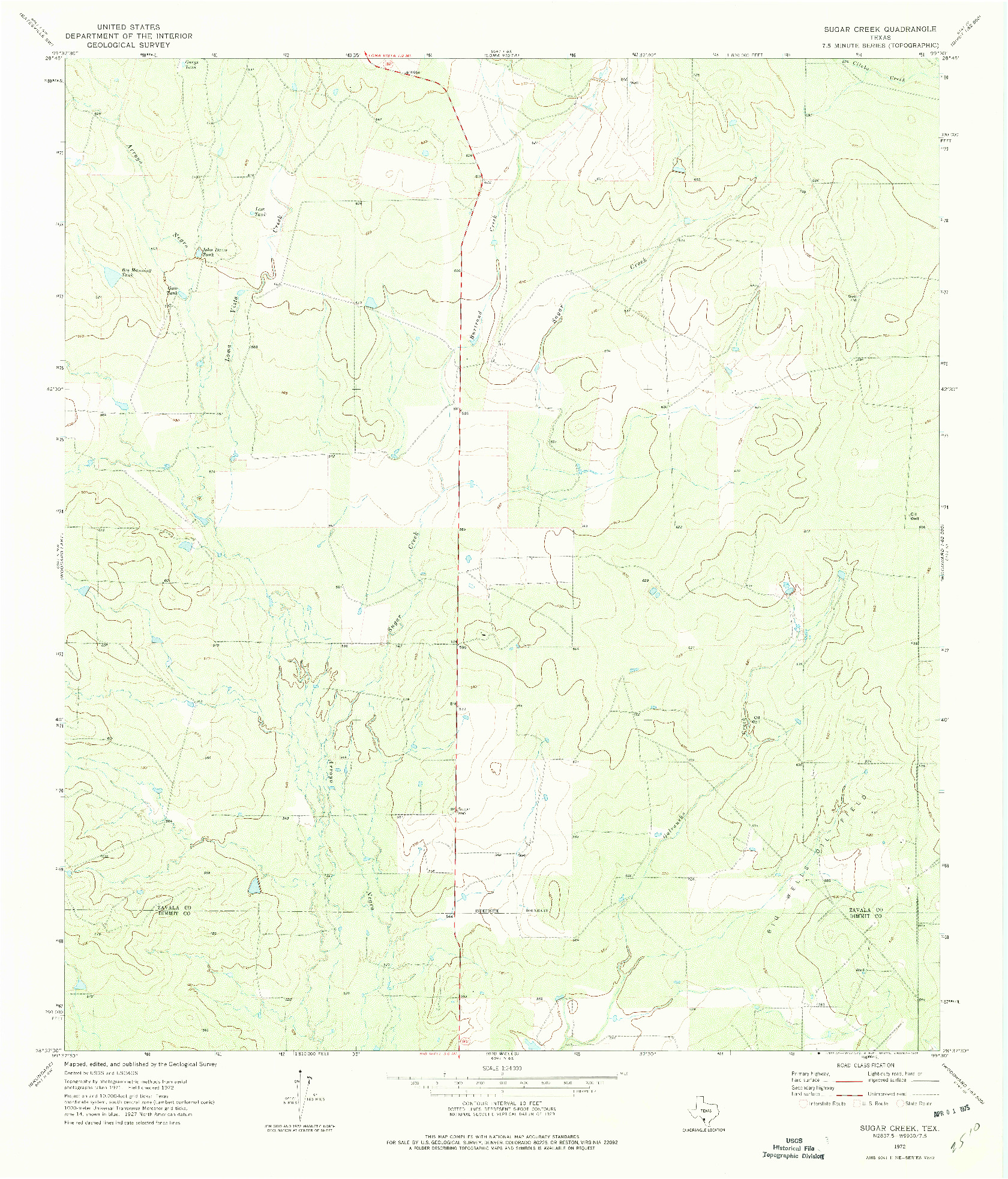 USGS 1:24000-SCALE QUADRANGLE FOR SUGAR CREEK, TX 1972