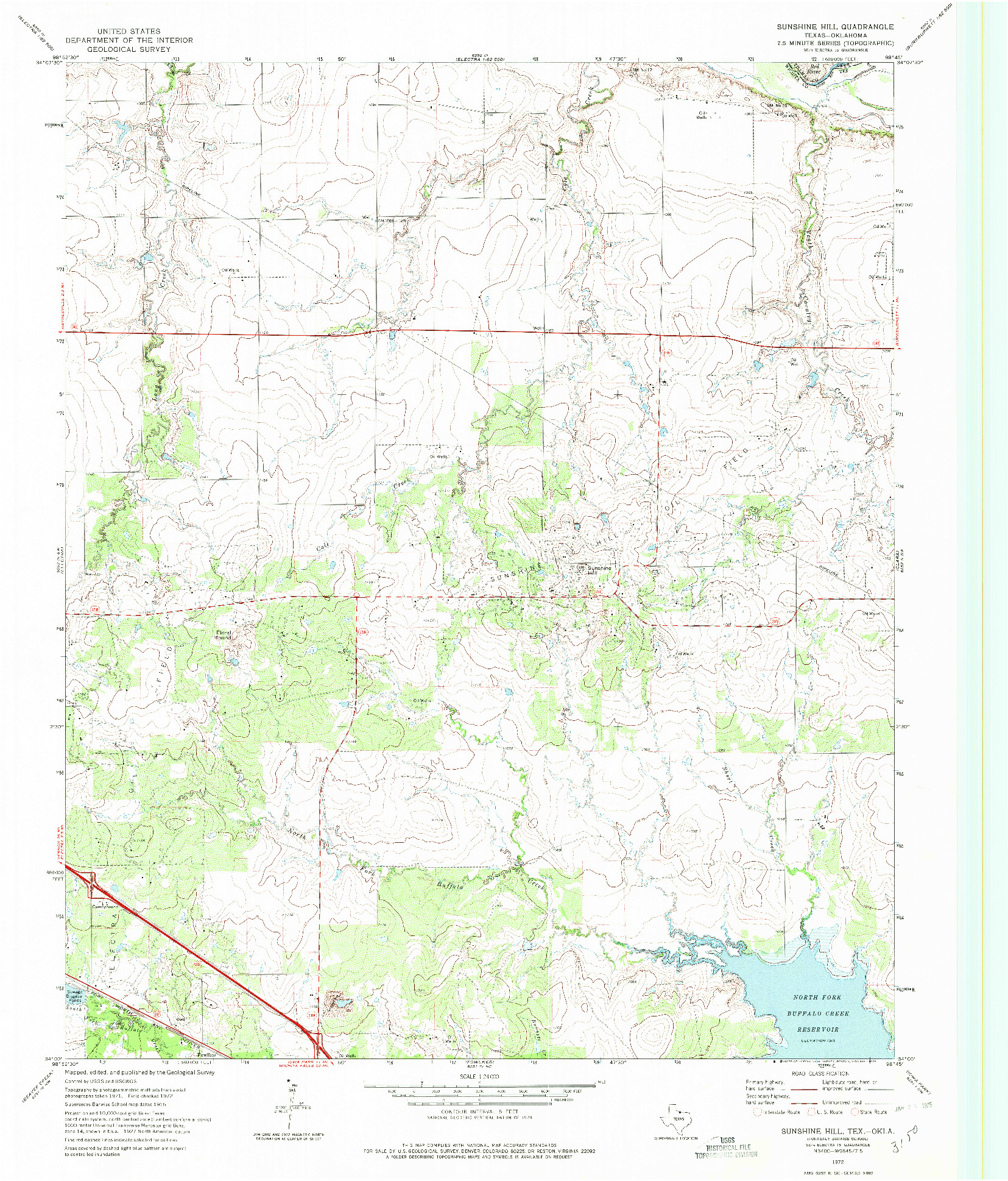 USGS 1:24000-SCALE QUADRANGLE FOR SUNSHINE HILL, TX 1972