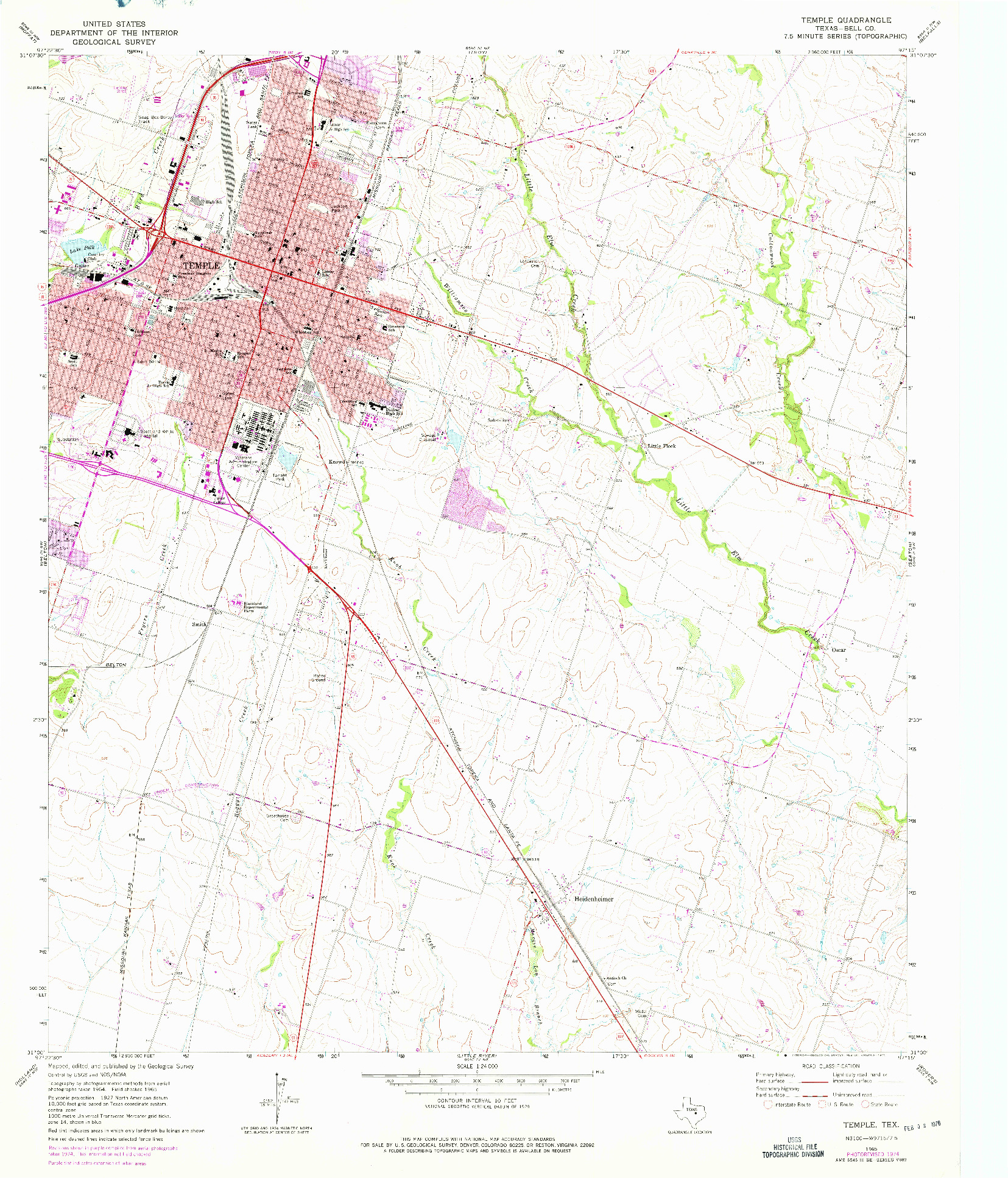 USGS 1:24000-SCALE QUADRANGLE FOR TEMPLE, TX 1965