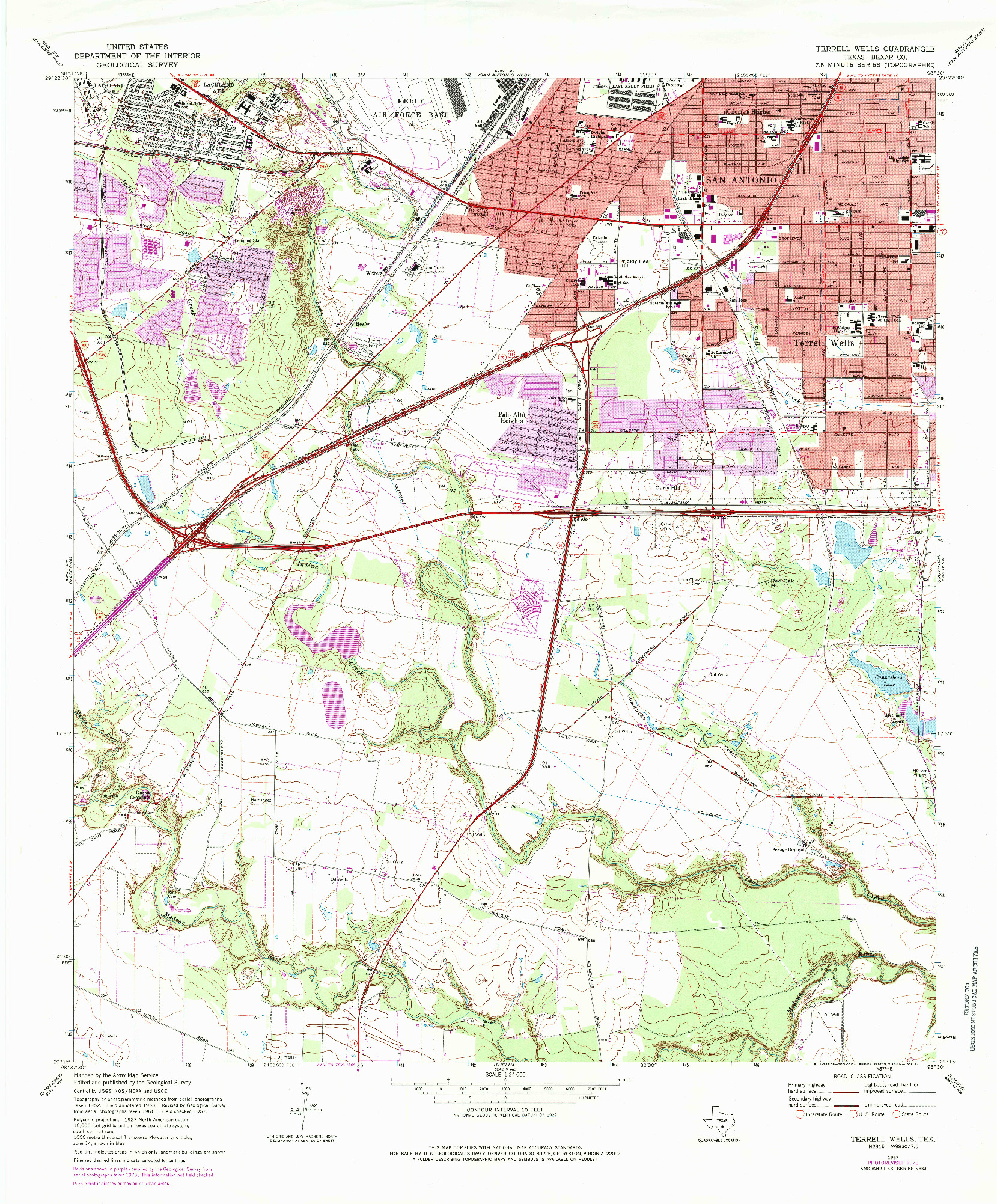 USGS 1:24000-SCALE QUADRANGLE FOR TERRELL WELLS, TX 1967