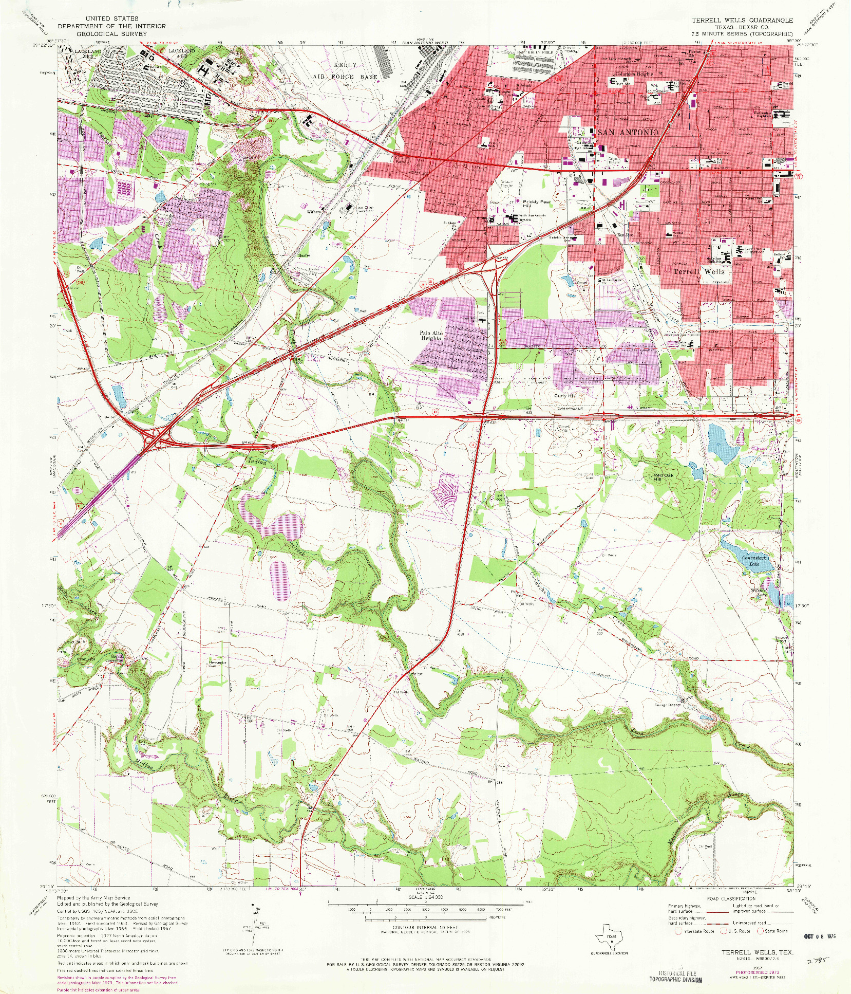 USGS 1:24000-SCALE QUADRANGLE FOR TERRELL WELLS, TX 1967