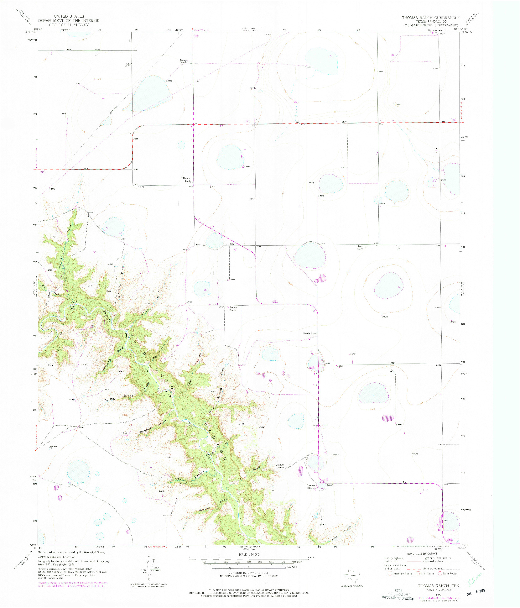 USGS 1:24000-SCALE QUADRANGLE FOR THOMAS RANCH, TX 1956