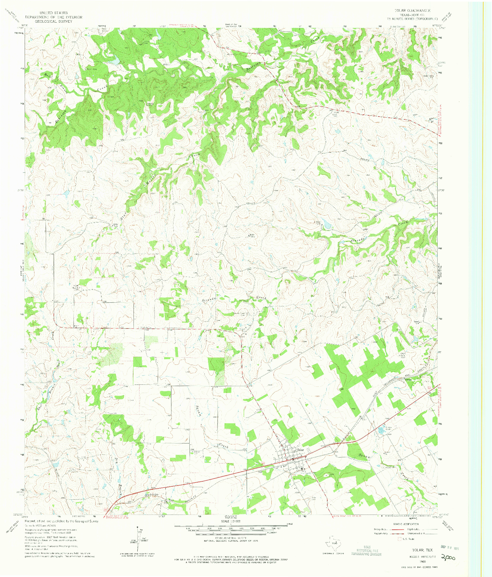 USGS 1:24000-SCALE QUADRANGLE FOR TOLAR, TX 1960