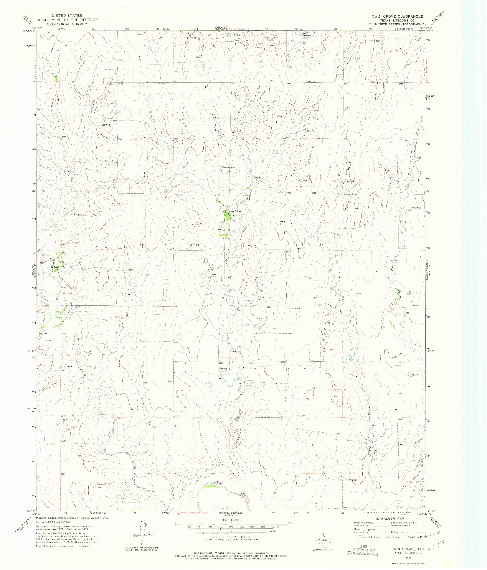 USGS 1:24000-SCALE QUADRANGLE FOR TWIN GROVE, TX 1972