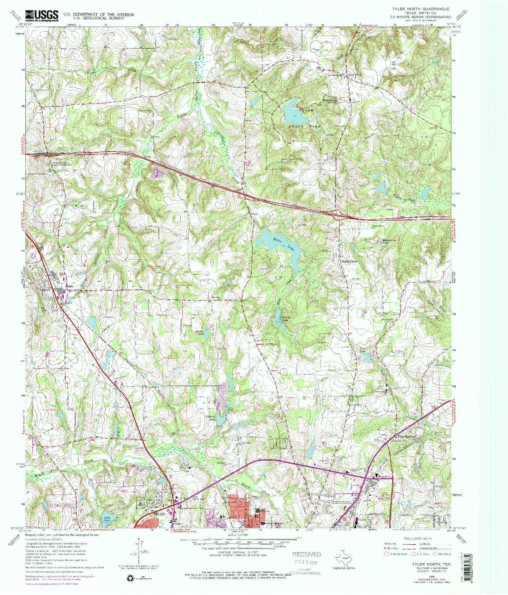 USGS 1:24000-SCALE QUADRANGLE FOR TYLER NORTH, TX 1966