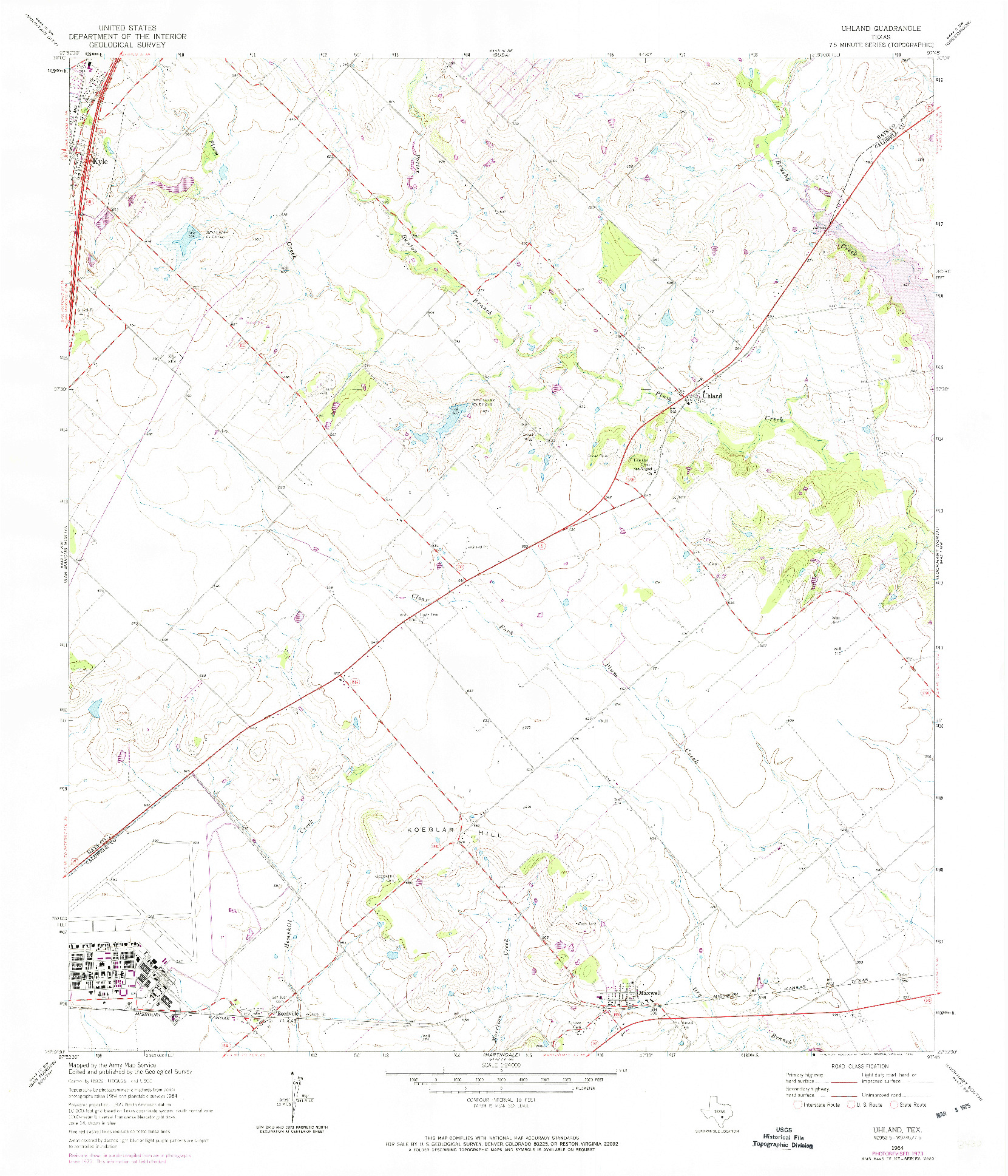 USGS 1:24000-SCALE QUADRANGLE FOR UHLAND, TX 1964