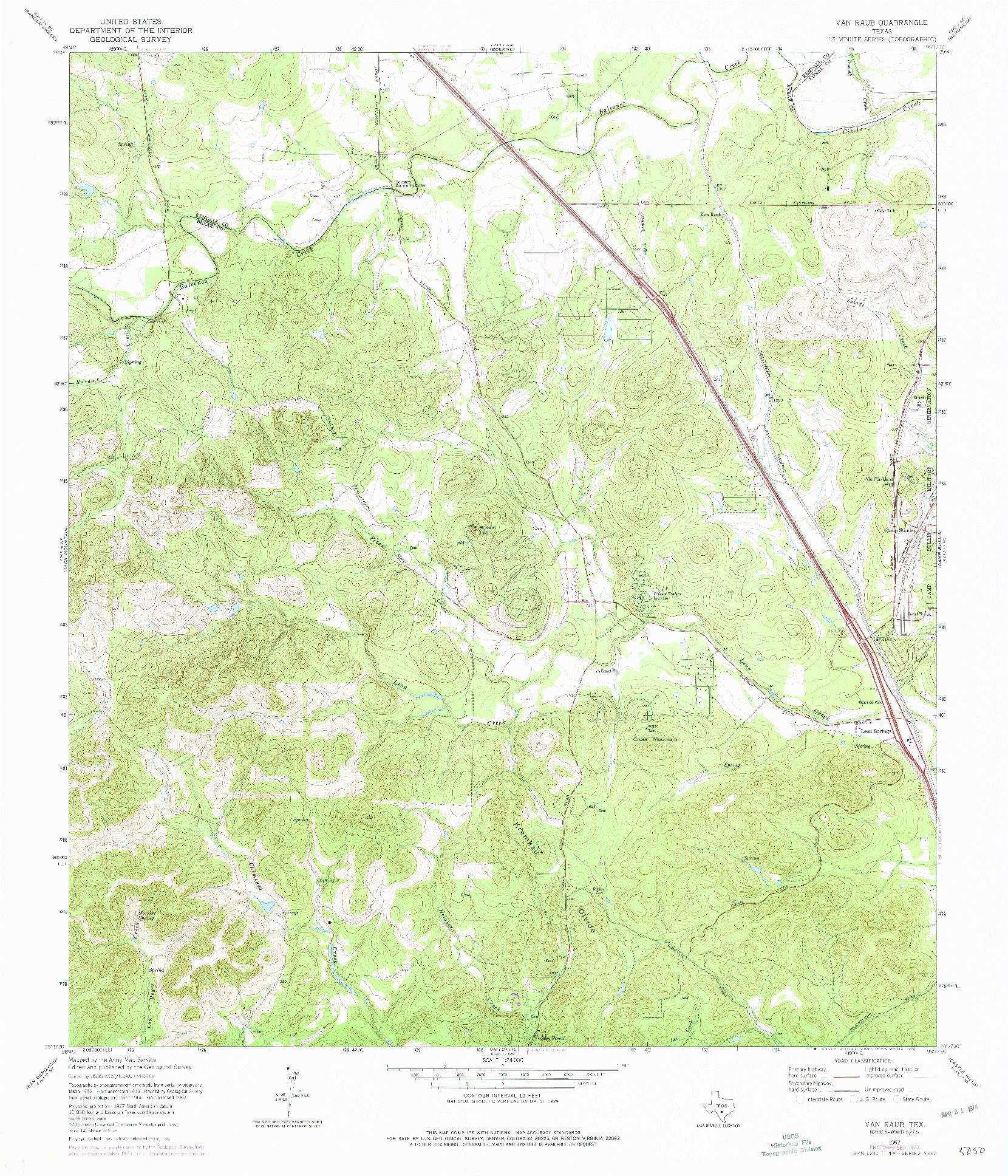 USGS 1:24000-SCALE QUADRANGLE FOR VAN RAUB, TX 1967