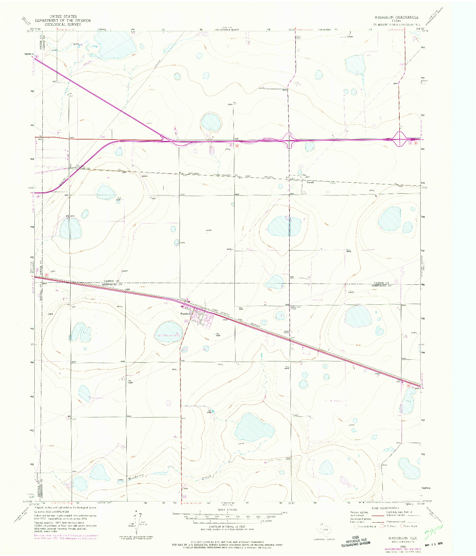 USGS 1:24000-SCALE QUADRANGLE FOR WASHBURN, TX 1956