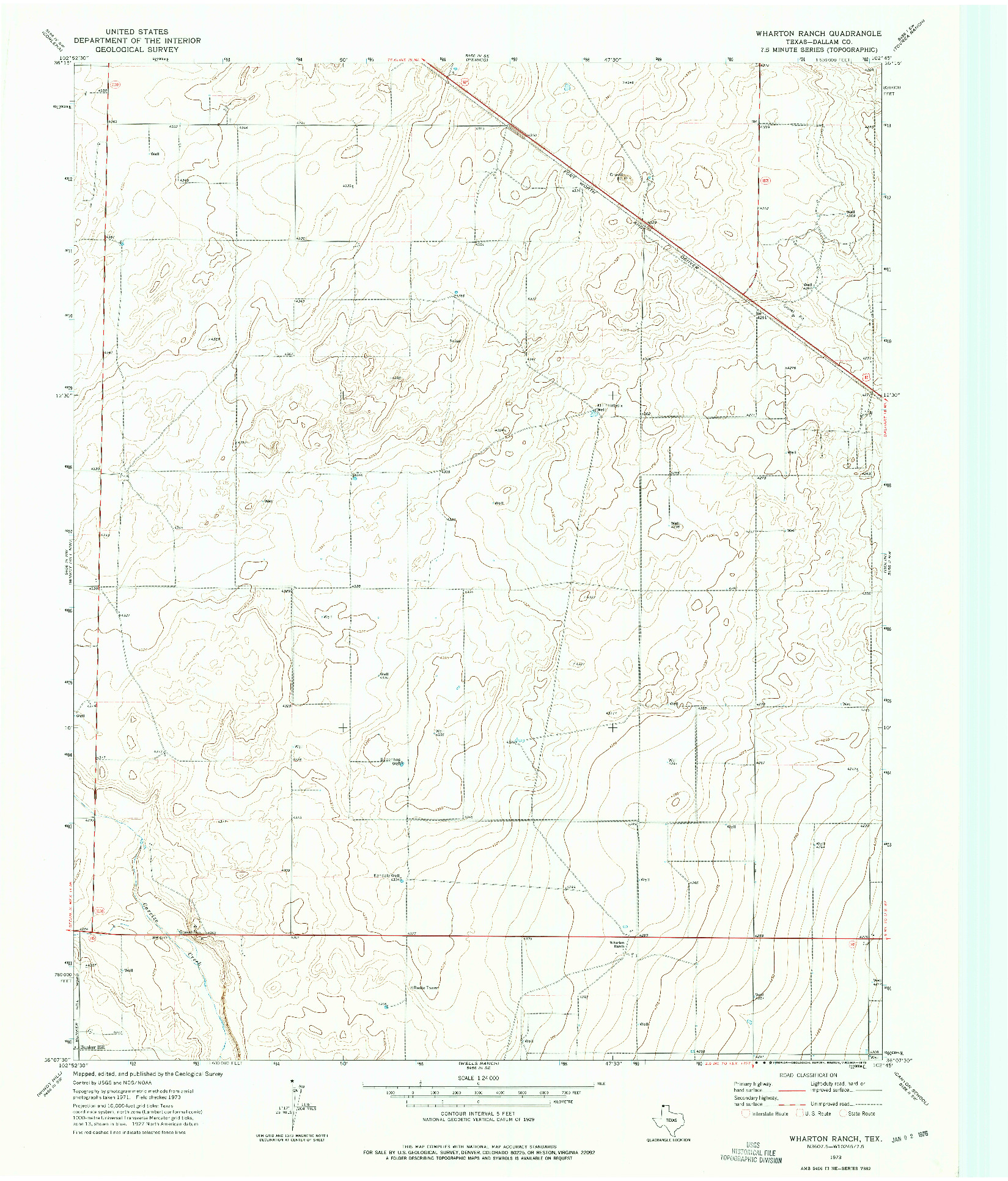 USGS 1:24000-SCALE QUADRANGLE FOR WHARTON RANCH, TX 1973