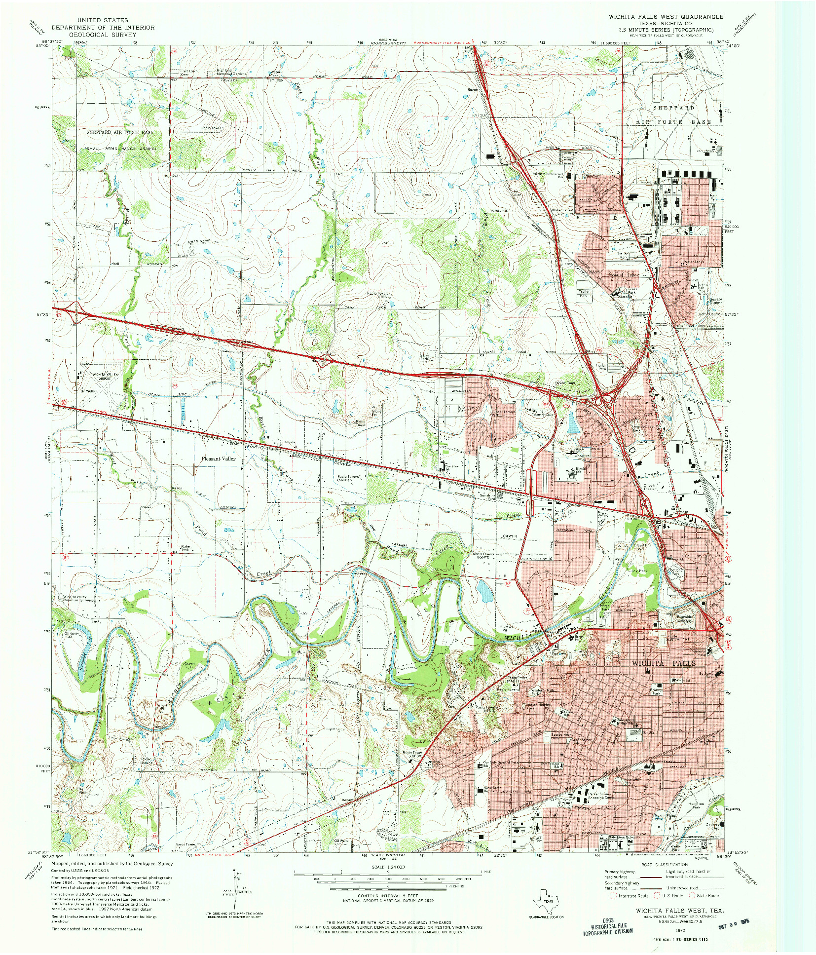 USGS 1:24000-SCALE QUADRANGLE FOR WICHITA FALLS WEST, TX 1972