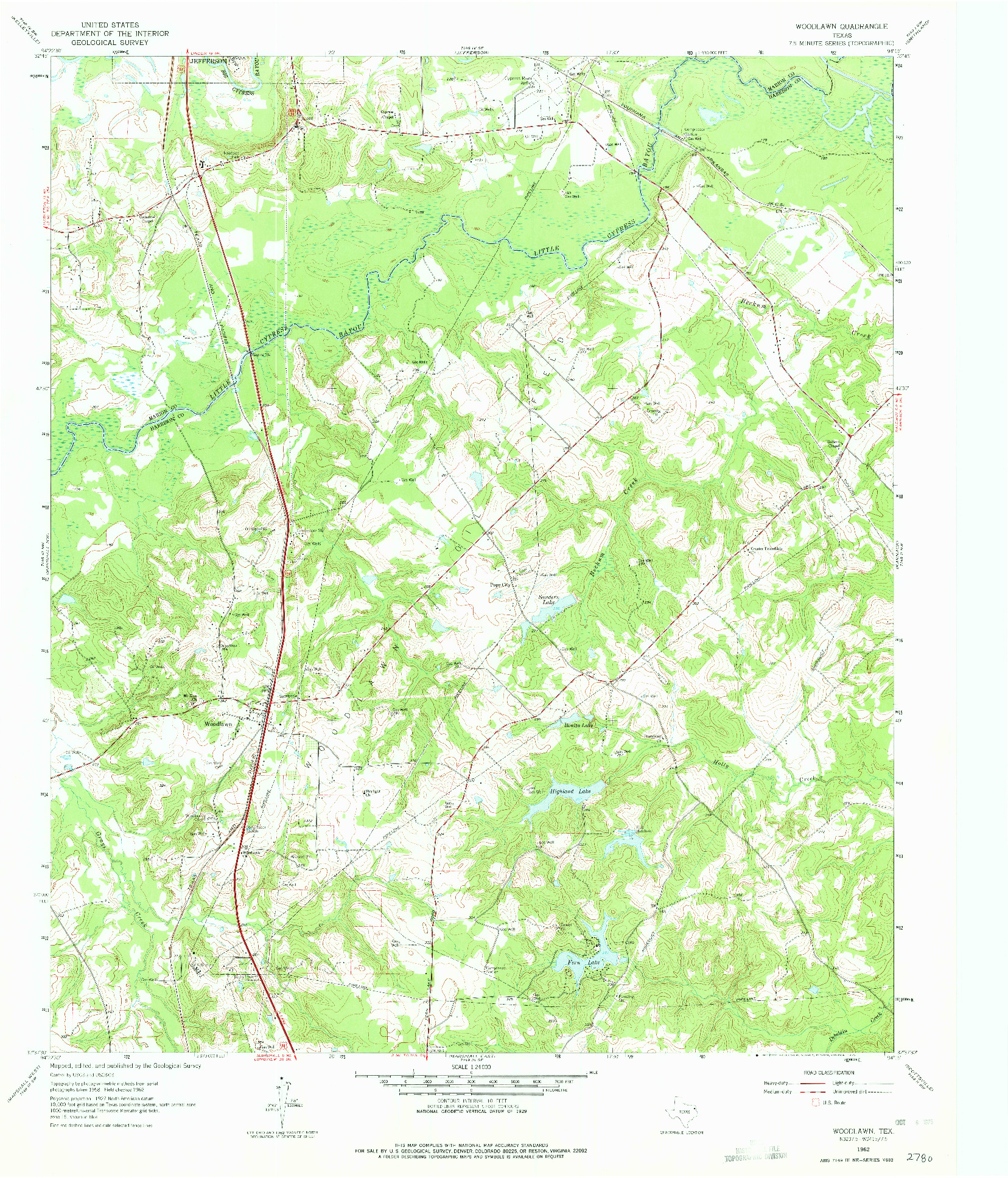 USGS 1:24000-SCALE QUADRANGLE FOR WOODLAWN, TX 1962