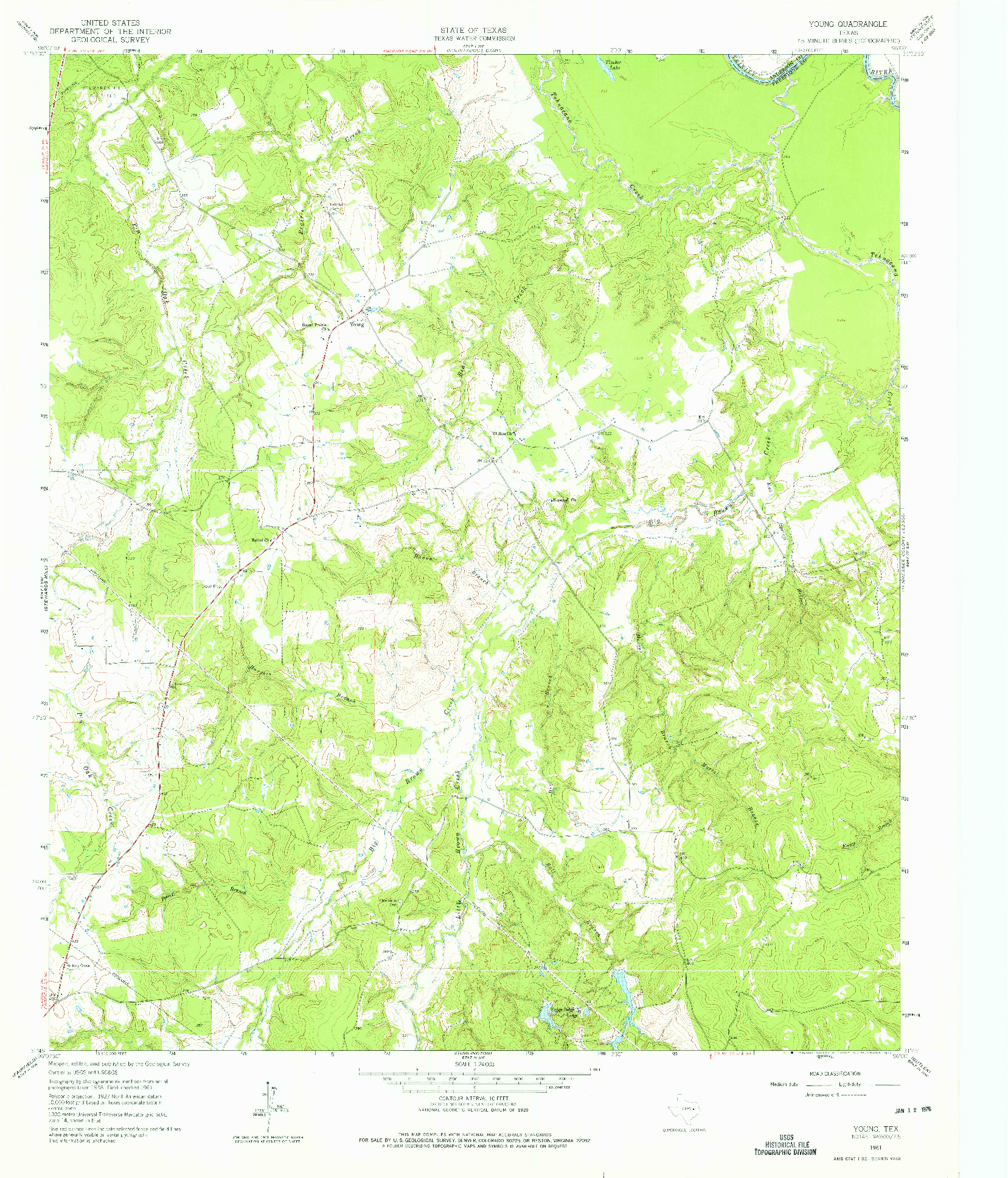 USGS 1:24000-SCALE QUADRANGLE FOR YOUNG, TX 1961