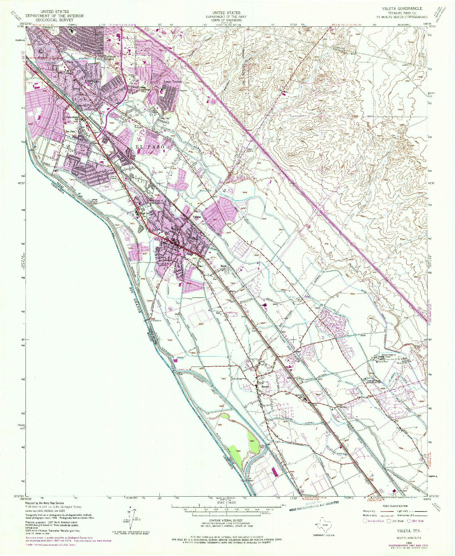 USGS 1:24000-SCALE QUADRANGLE FOR YSLETA, TX 1955