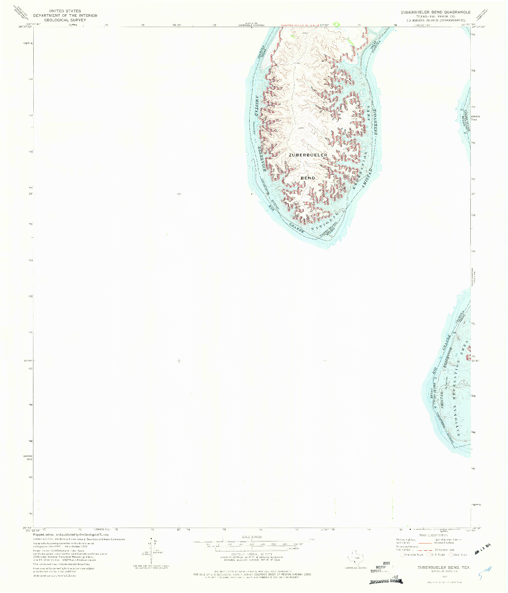 USGS 1:24000-SCALE QUADRANGLE FOR ZUBERBUELER BEND, TX 1972