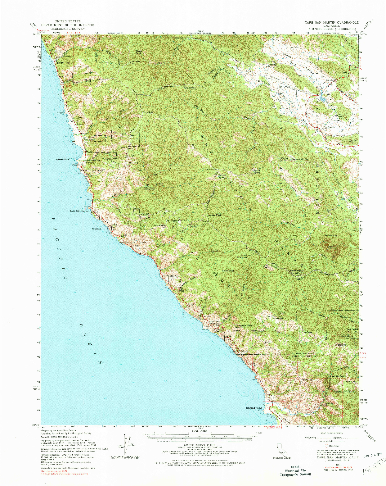 USGS 1:62500-SCALE QUADRANGLE FOR CAPE SAN MARTIN, CA 1961