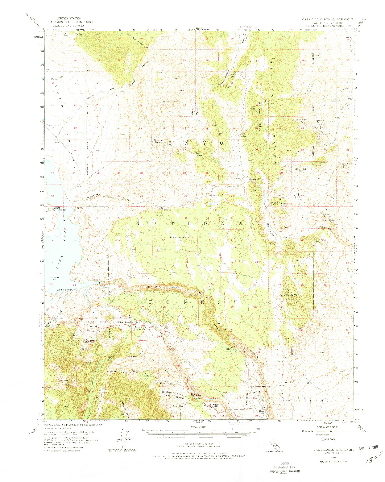 USGS 1:62500-SCALE QUADRANGLE FOR CASA DIABLO MTN, CA 1953