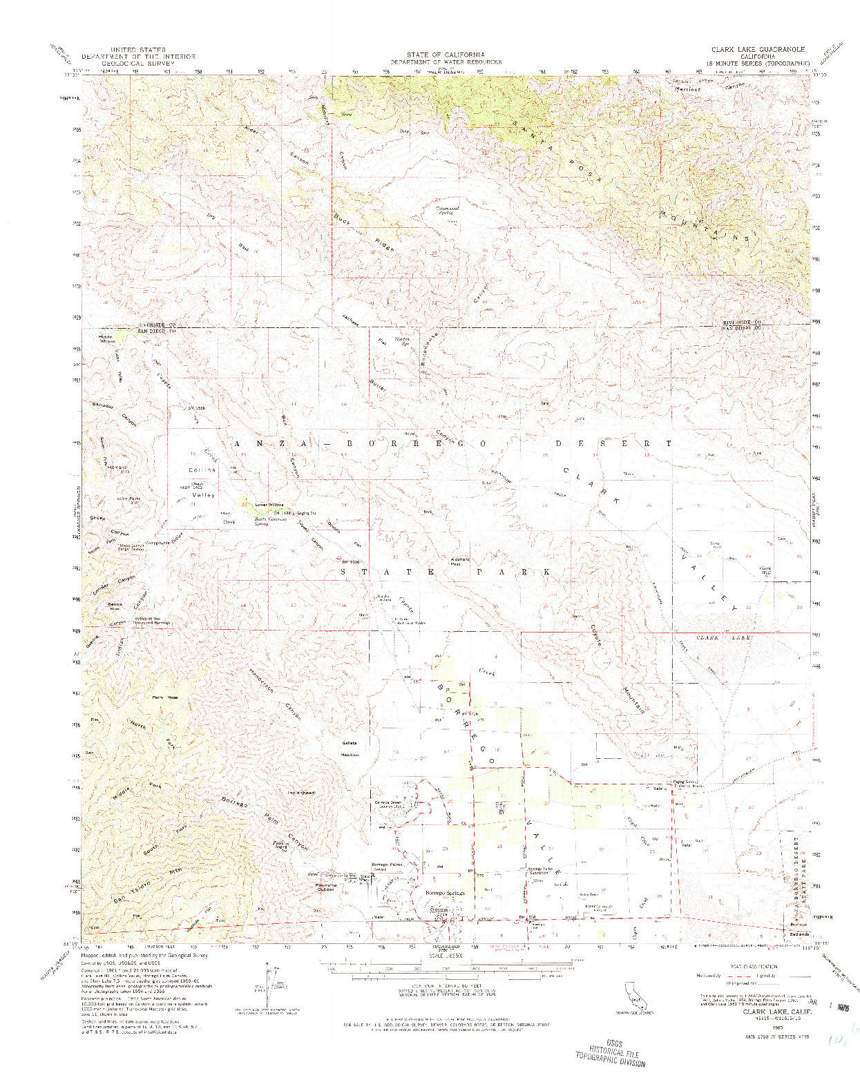 USGS 1:62500-SCALE QUADRANGLE FOR CLARK LAKE, CA 1960