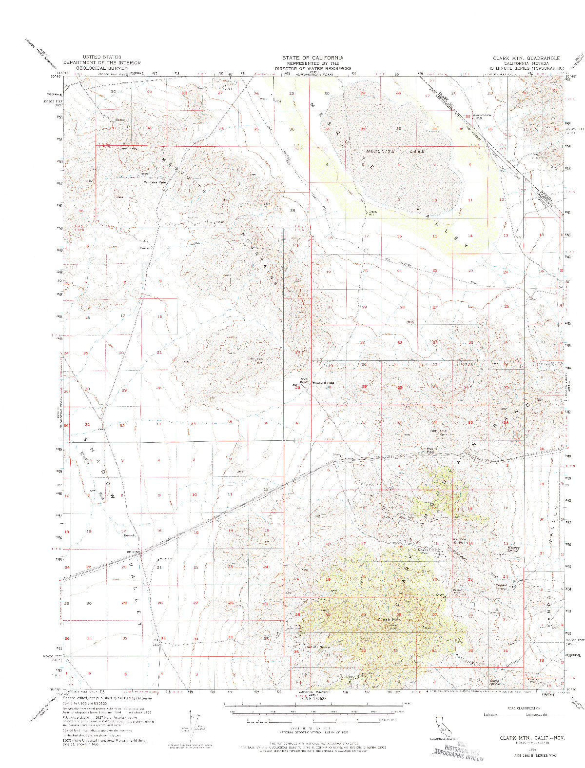 USGS 1:62500-SCALE QUADRANGLE FOR CLARK MOUNTAIN, CA 1956