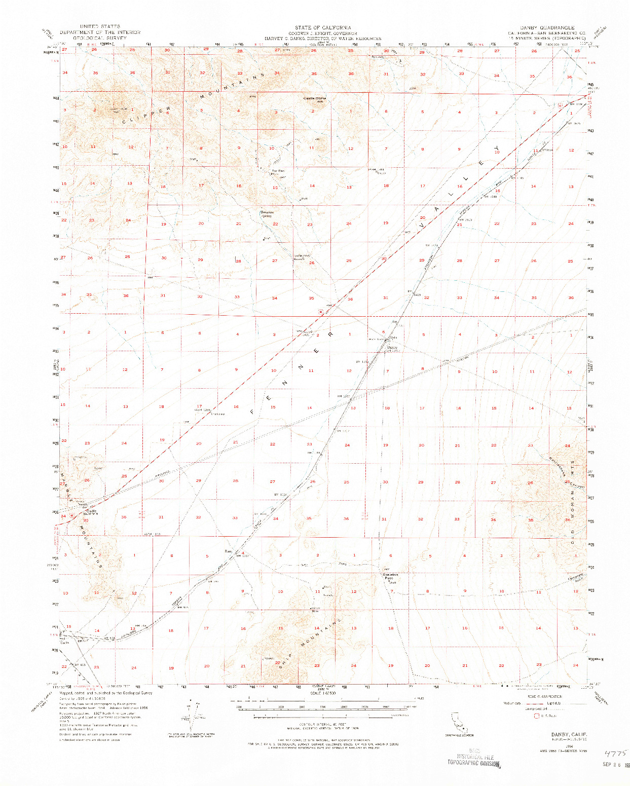 USGS 1:62500-SCALE QUADRANGLE FOR DANBY, CA 1956