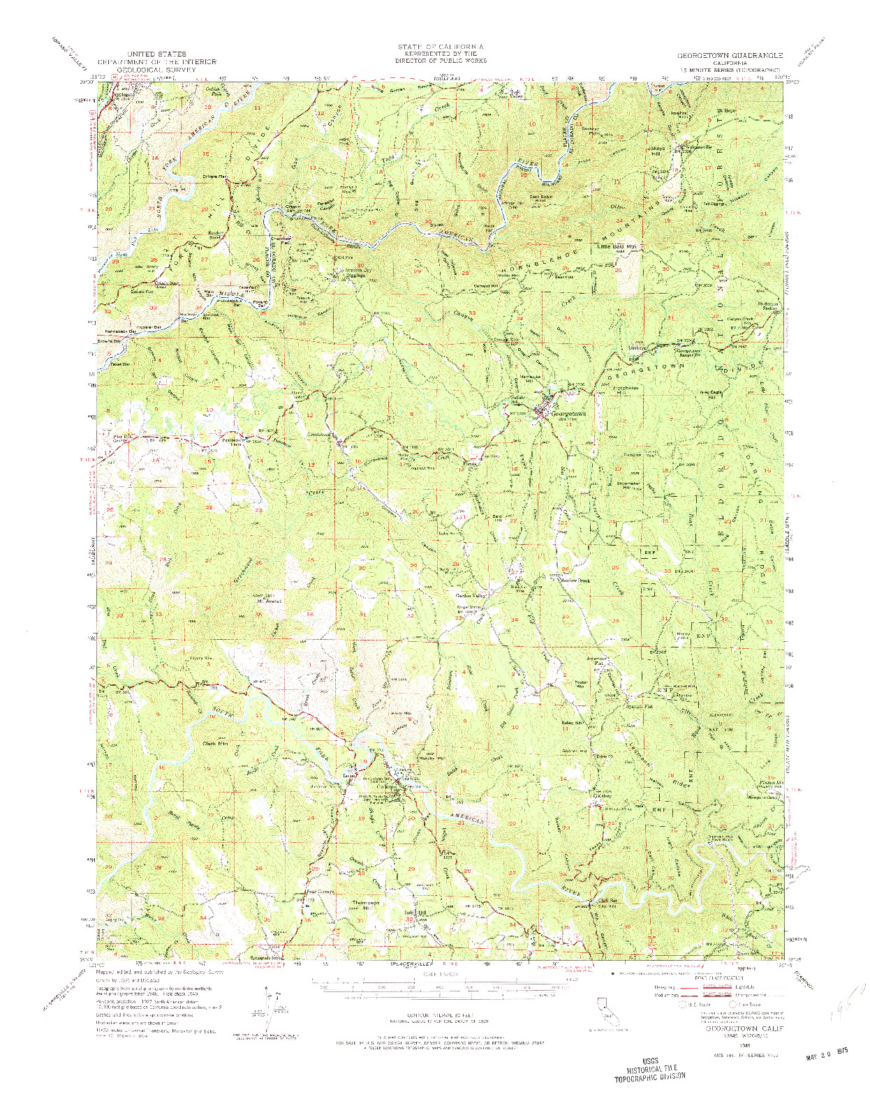 USGS 1:62500-SCALE QUADRANGLE FOR GEORGETOWN, CA 1949