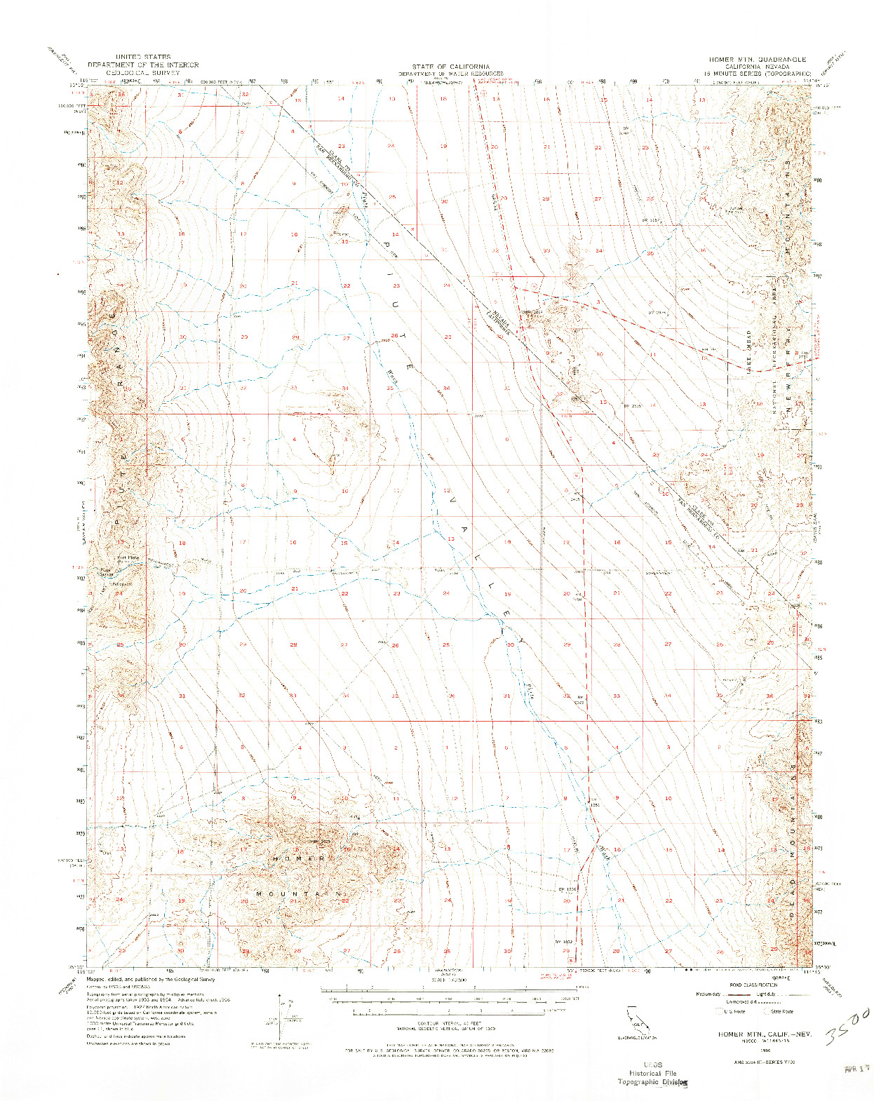 USGS 1:62500-SCALE QUADRANGLE FOR HOMER MTN, CA 1956